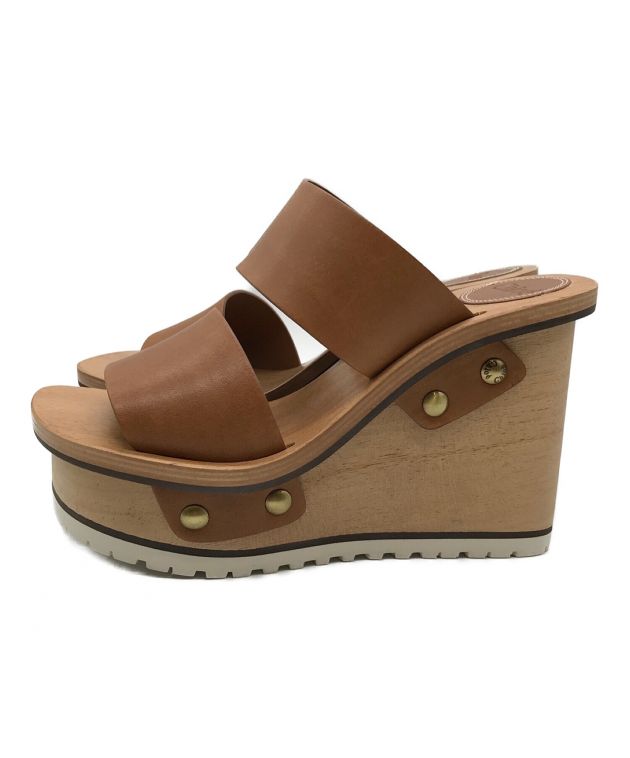 中古・古着通販】Chloe (クロエ) ウッドソールサンダル ベージュ 