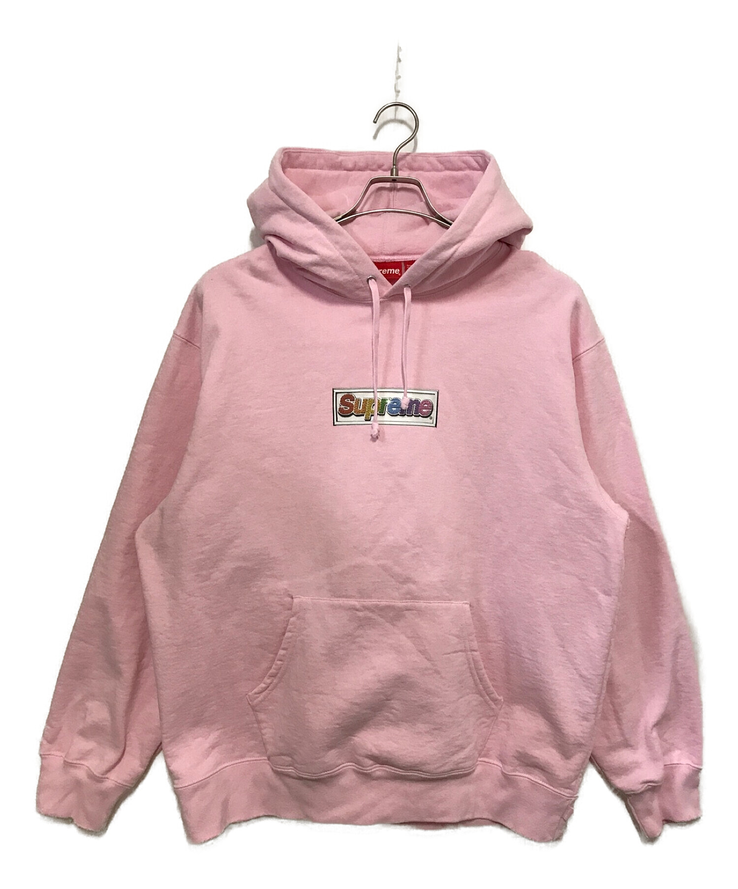 SUPREME (シュプリーム) Bling Box Logo Hooded Sweatshirt ( ブリングボックスロゴ  フーデッドスウェットシャツ) ピンク サイズ:L