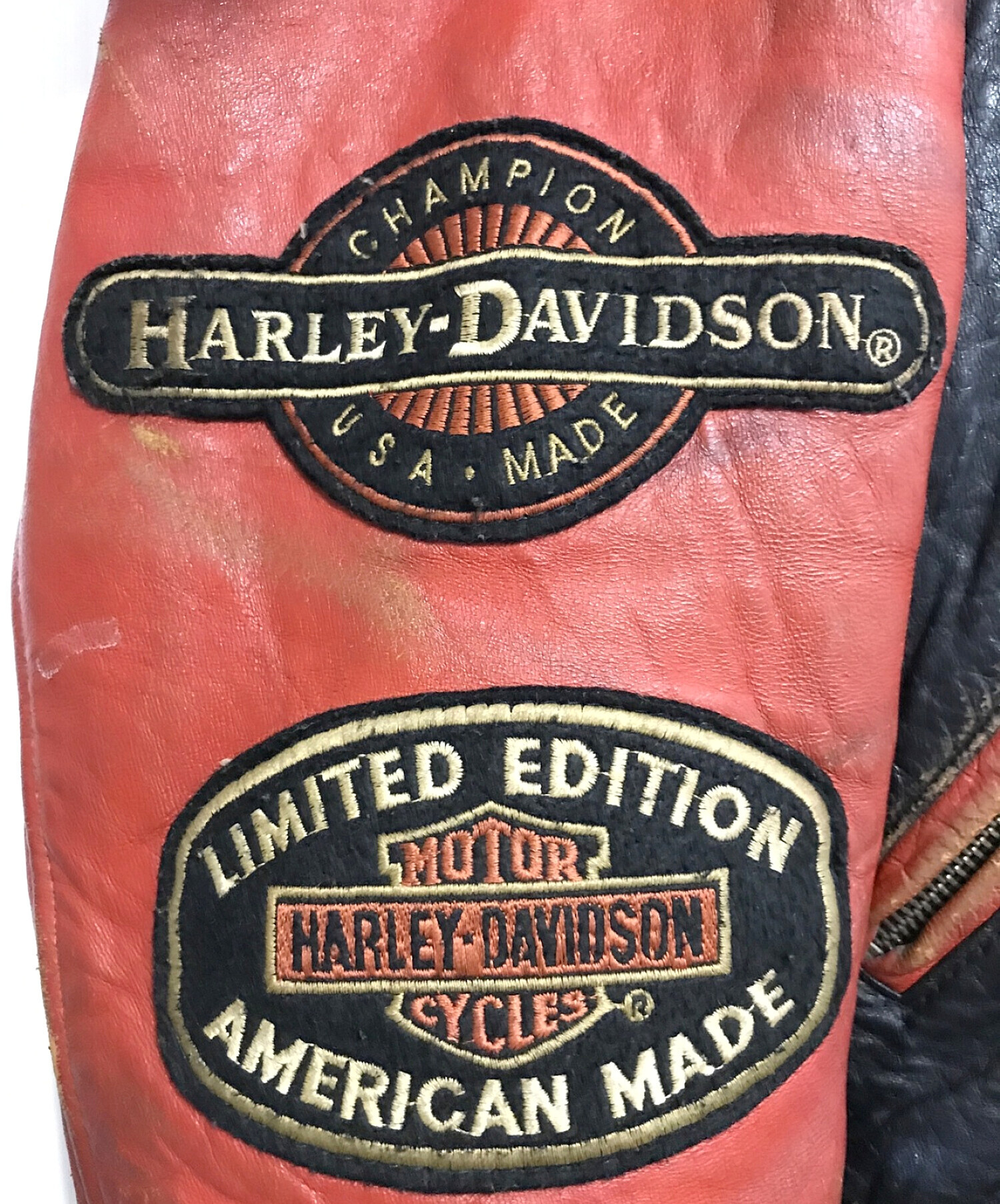 HARLEY-DAVIDSON (ハーレーダビッドソン) ライダースジャケット レッド×ブラック サイズ:Ⅼ