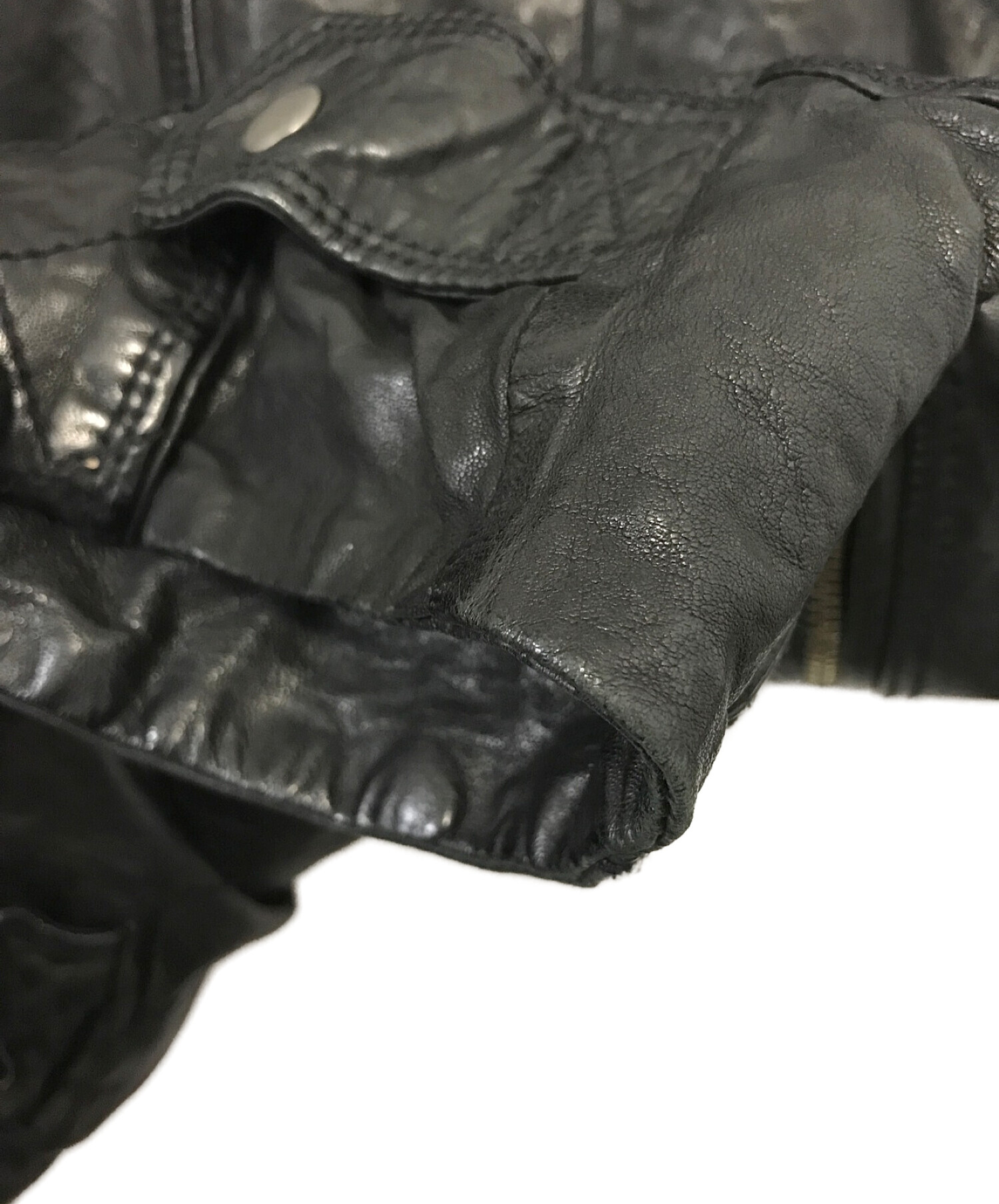 DIESEL (ディーゼル) スタッズレザーライダースジャケット ブラック サイズ:XL