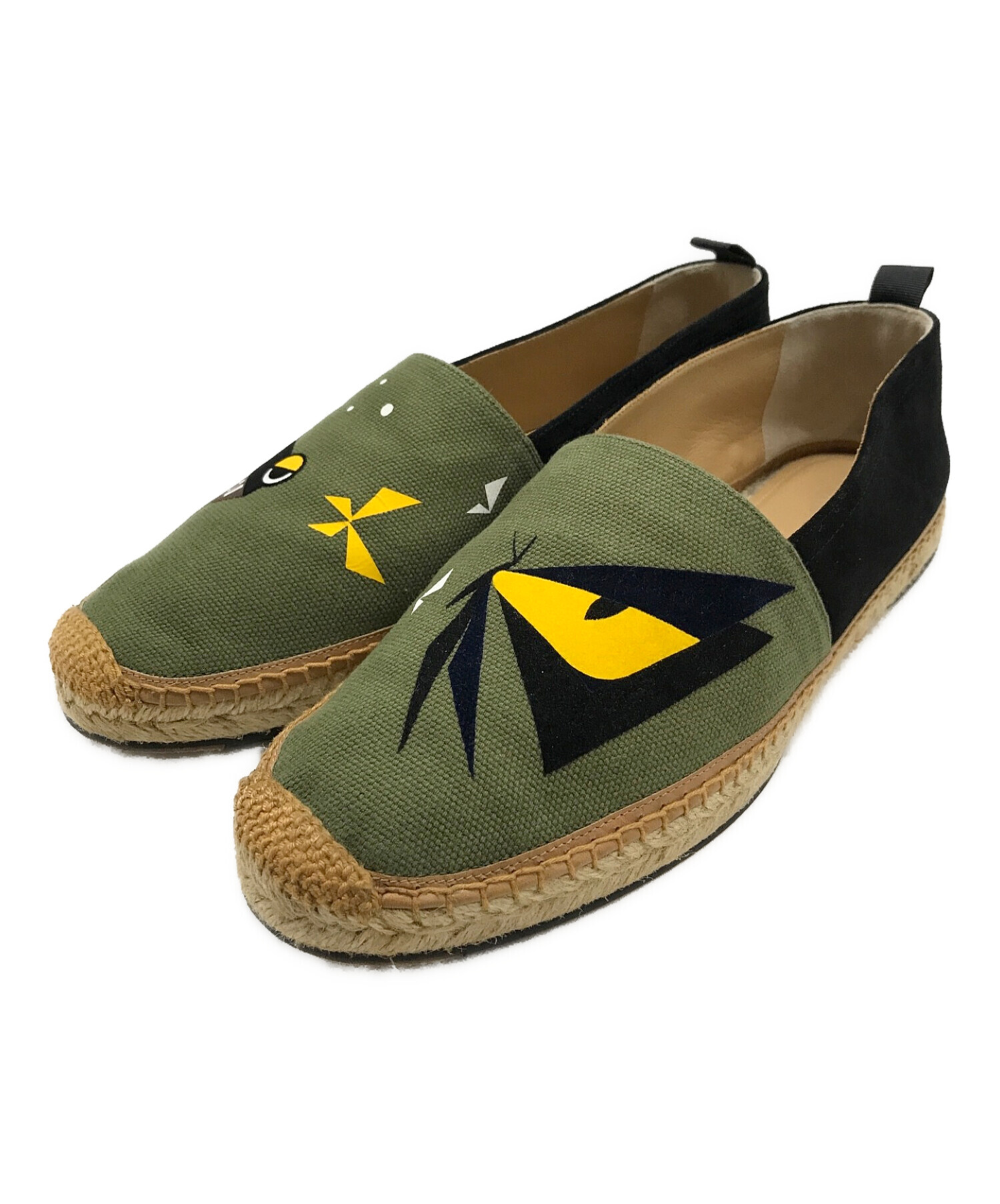 中古・古着通販】FENDI (フェンディ) エスパドリーユ カーキ×ブラック 