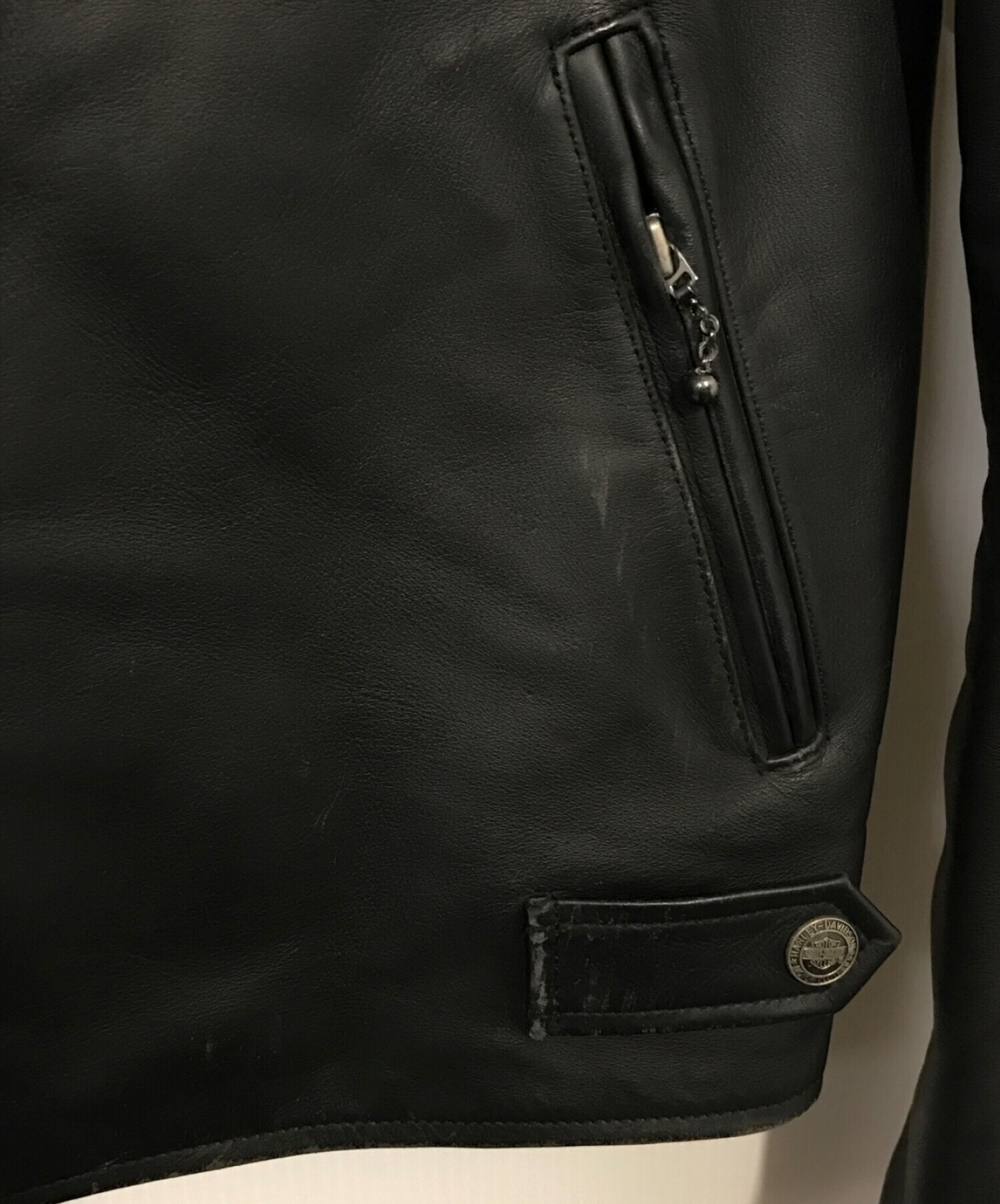 ハーレーダビッドソン 革ジャン シングルライダース ナイロン×革 М