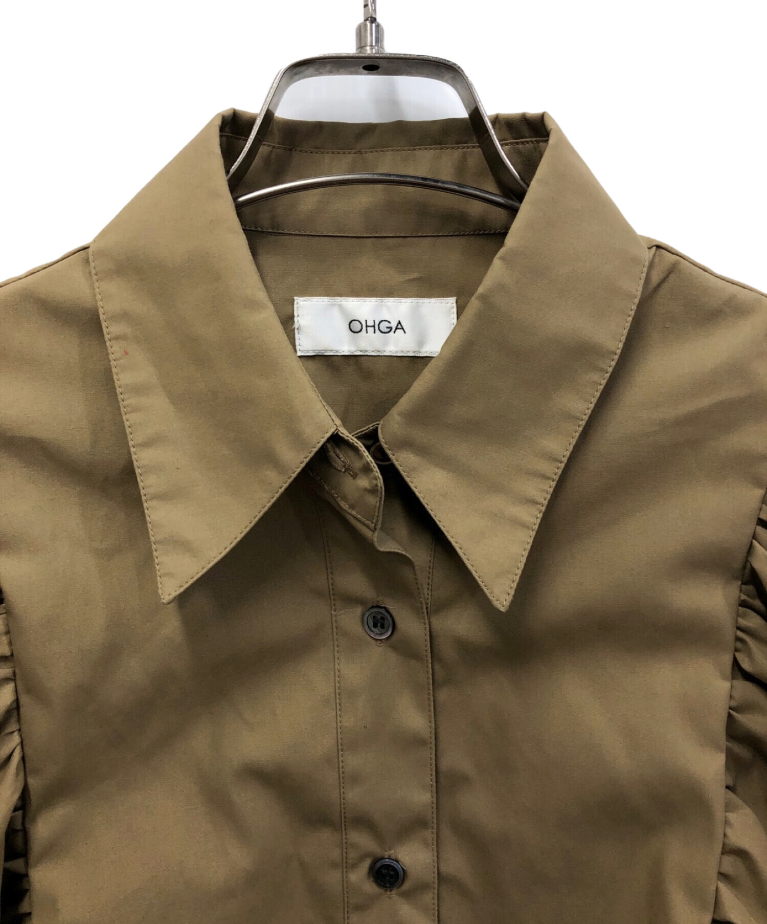 中古・古着通販】OHGA (オオガ) ボリュームスリーブシャツ ブラウン 