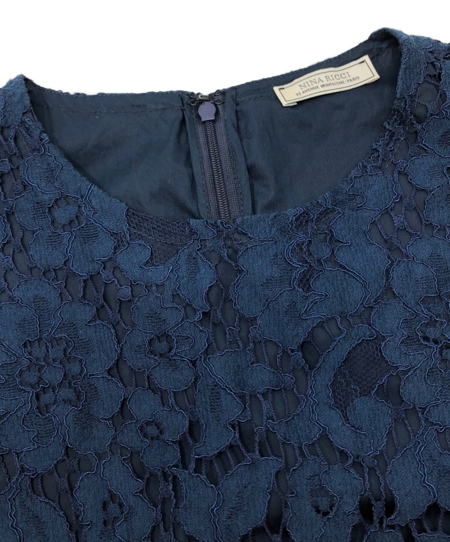 中古・古着通販】NINA RICCI (ニナリッチ) レースワンピース ネイビー 