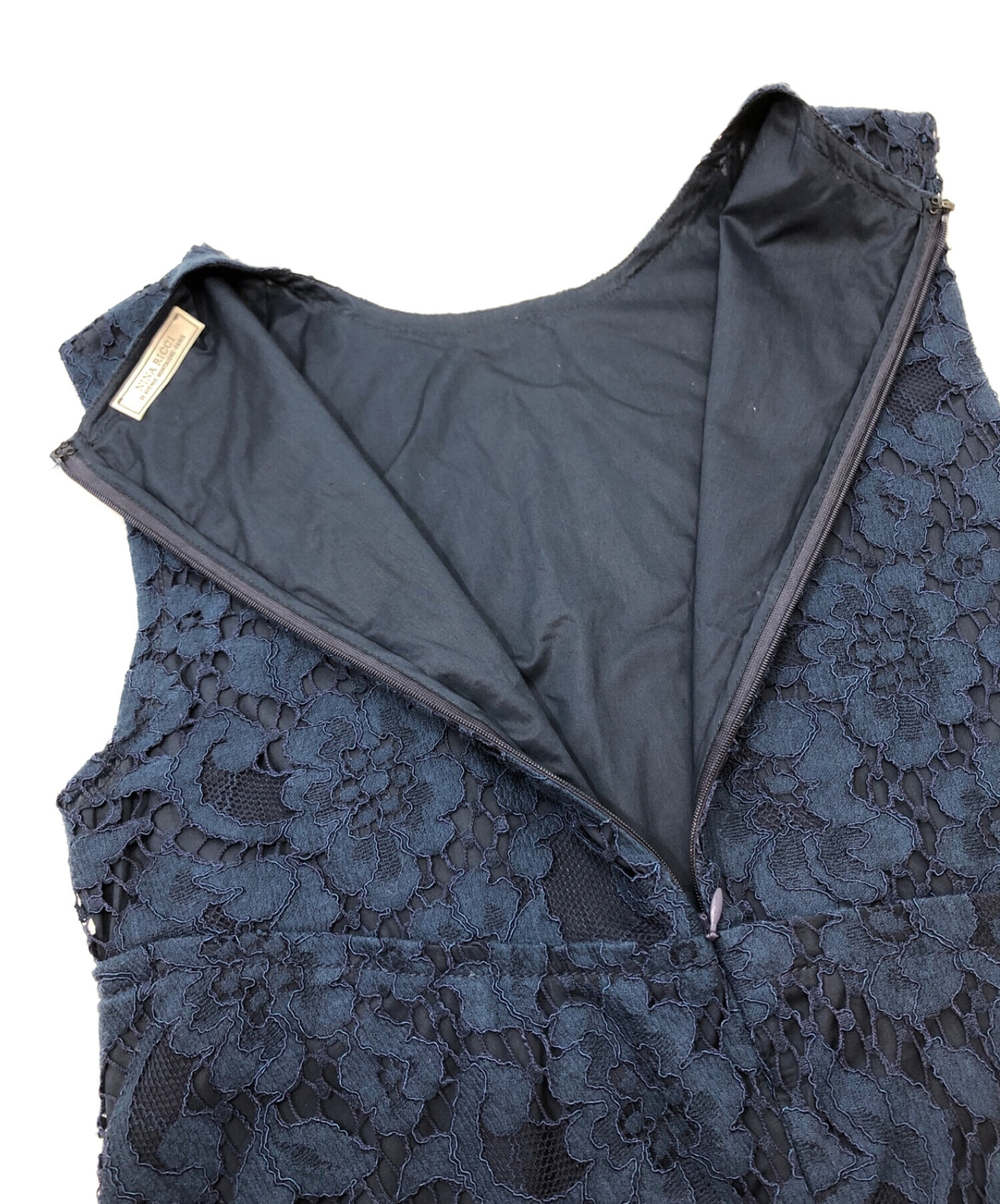 中古・古着通販】NINA RICCI (ニナリッチ) レースワンピース ネイビー  