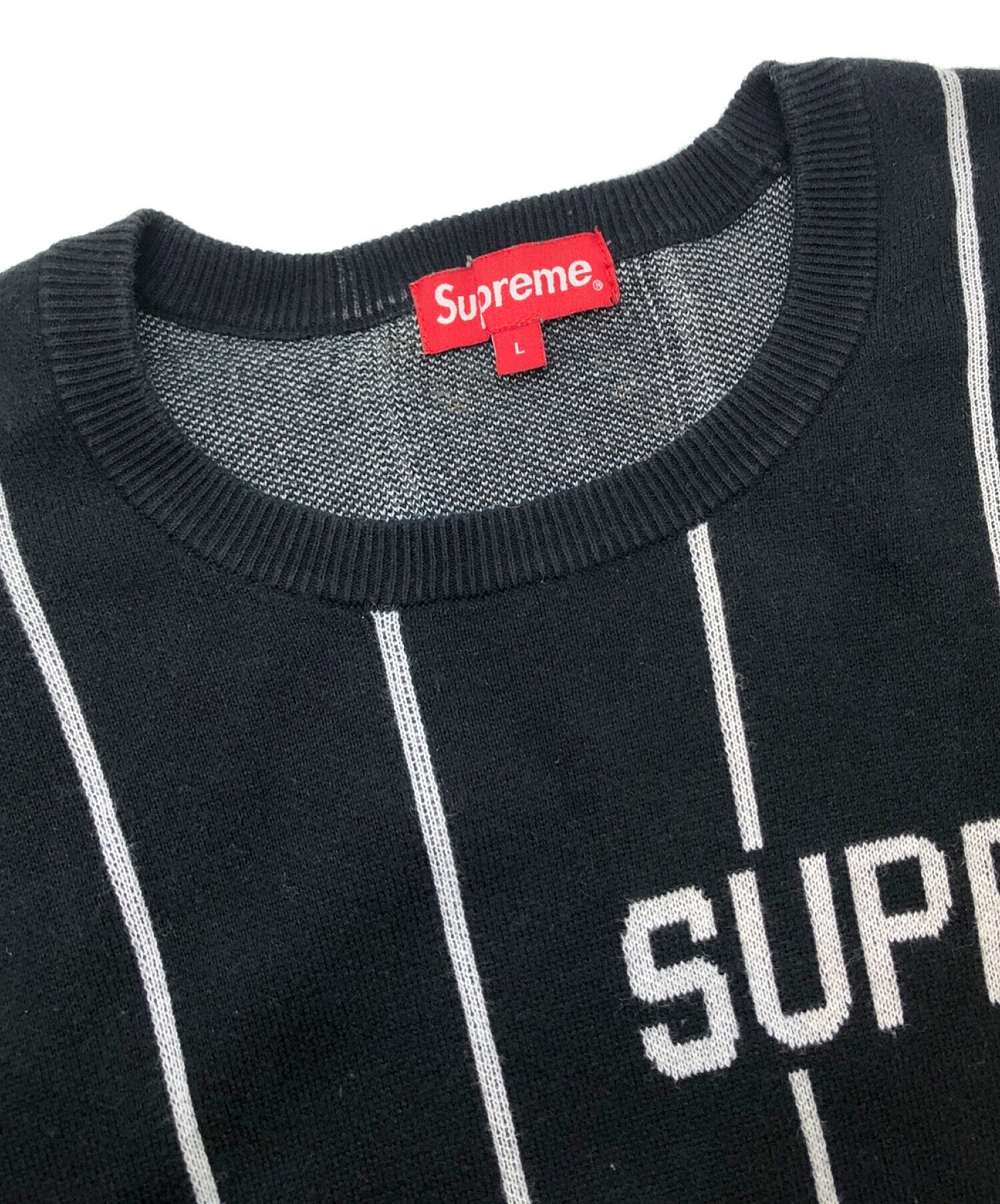 中古・古着通販】SUPREME (シュプリーム) ストライプニット ブラック 