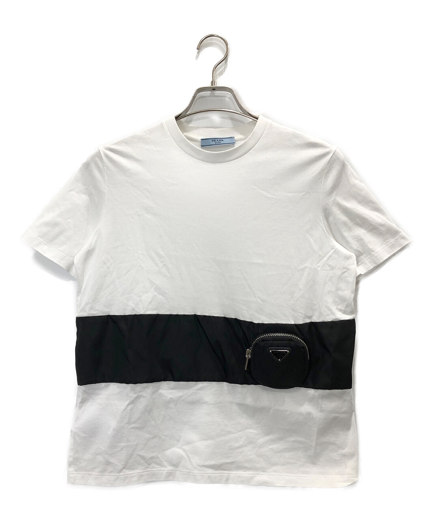 PRADA (プラダ) ナイロンポーチドッキングTシャツ ホワイト サイズ:S