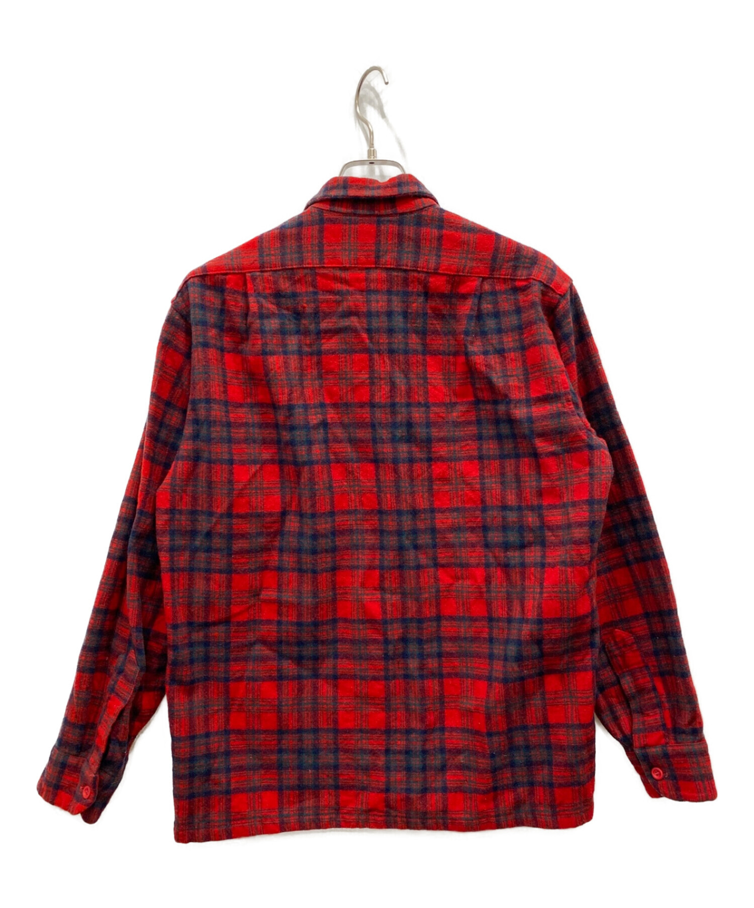 PENDLETON (ペンドルトン) 70'sウールチェックオープンカラーシャツ レッド サイズ:Ｍ