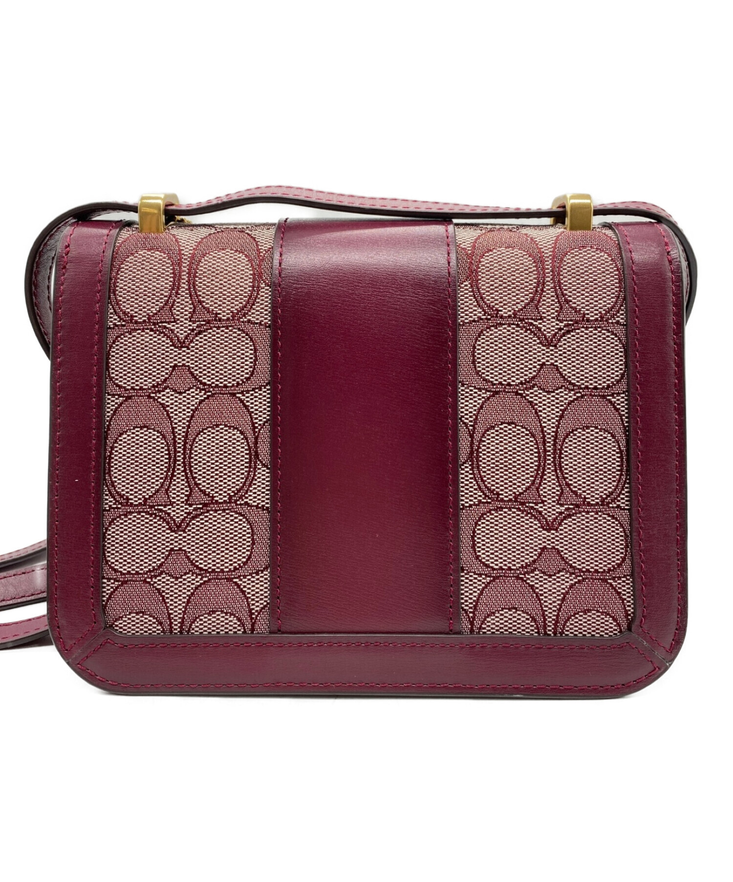 中古・古着通販】COACH (コーチ) ジャガードショルダーバッグ ワイン 