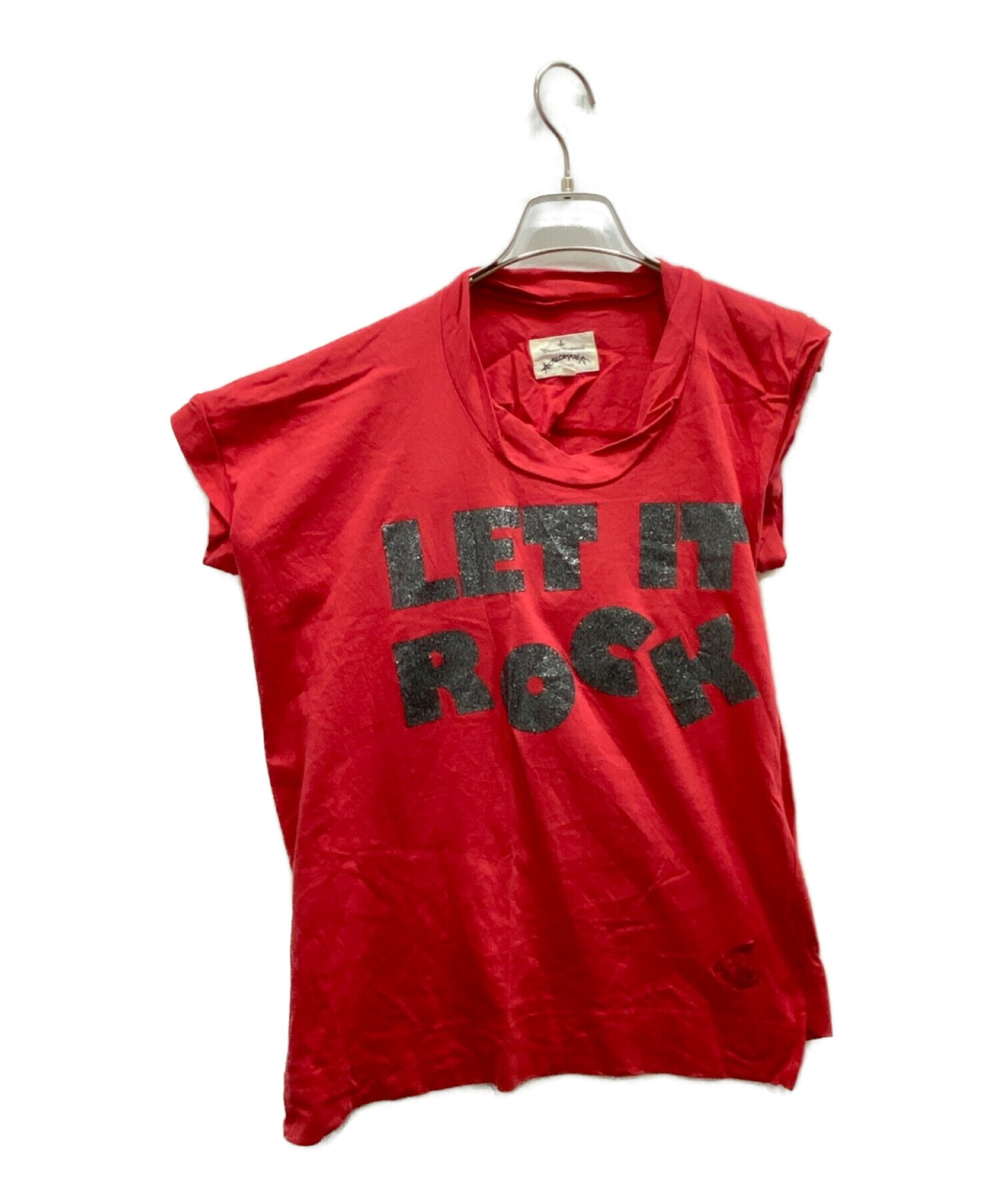 Vivienne Westwood ANGLOMANIA (ヴィヴィアンウエストウッド アングロマニア) LET IT ROCKプリントTシャツ  レッド サイズ:38
