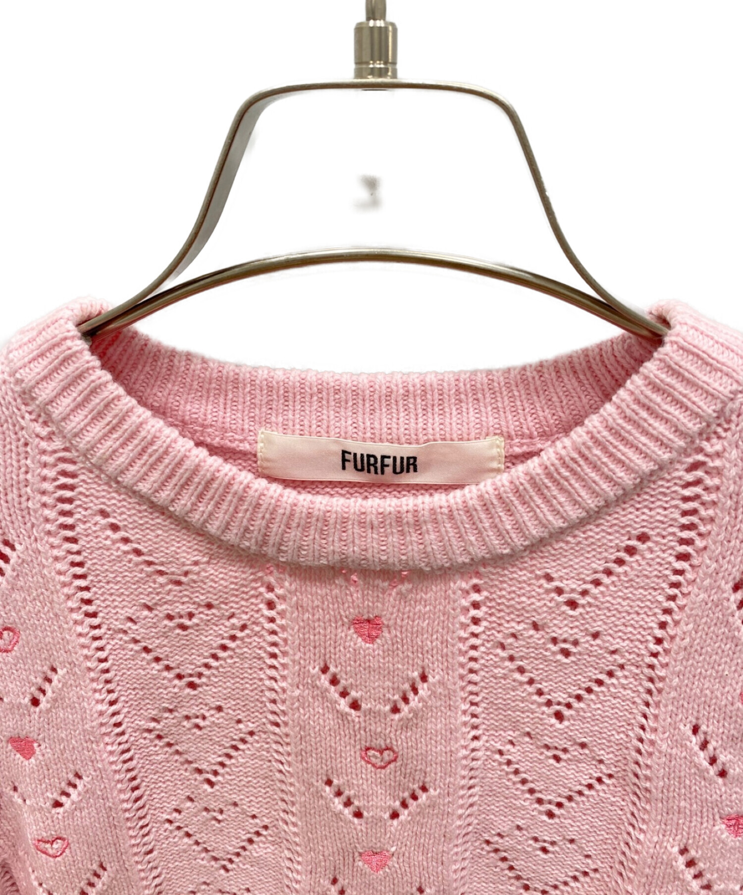FURFUR ファーファー ハート刺繍アイレットセーター ピンク FURFUR ファーファー ハート刺繍アイレットセーター ピンク