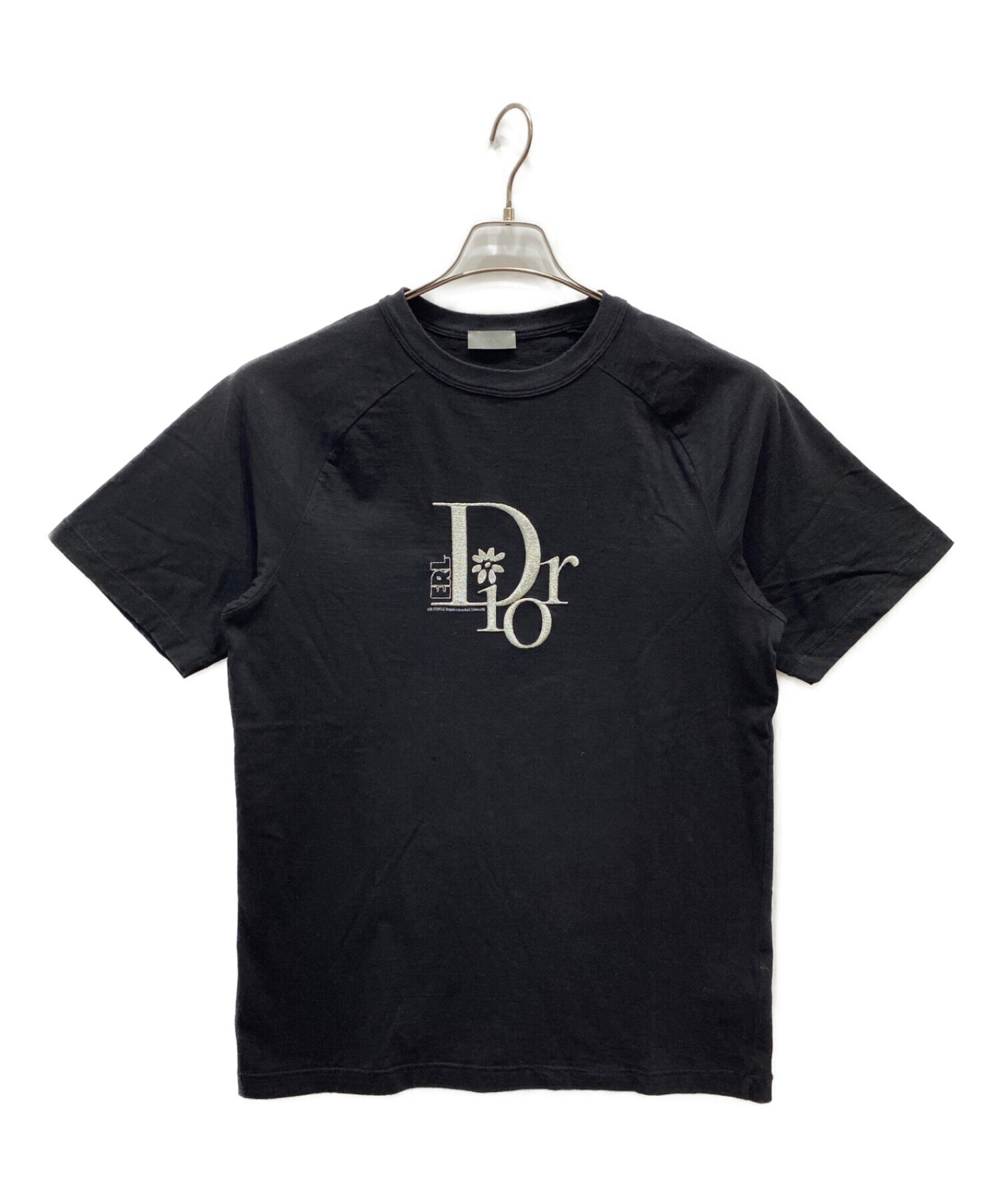 Dior (ディオール) ERL (イーアールエル) ロゴ刺繍リラックスフィットTシャツ ブラック サイズ:S