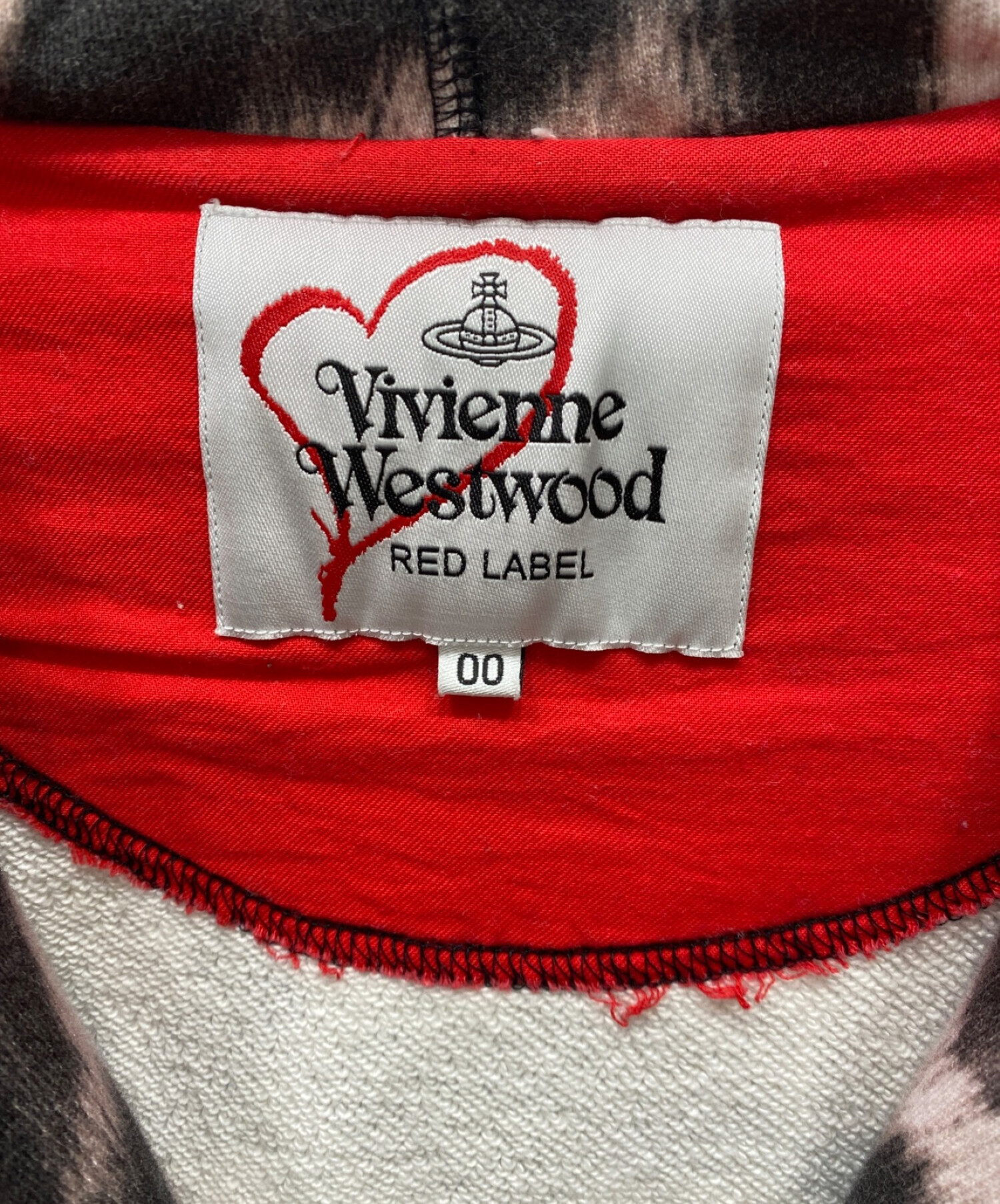 Vivienne Westwood RED LABEL (ヴィヴィアンウエストウッドレッドレーベル) アニマルハート柄ショートパーカー  ブラック×ピンク サイズ:00