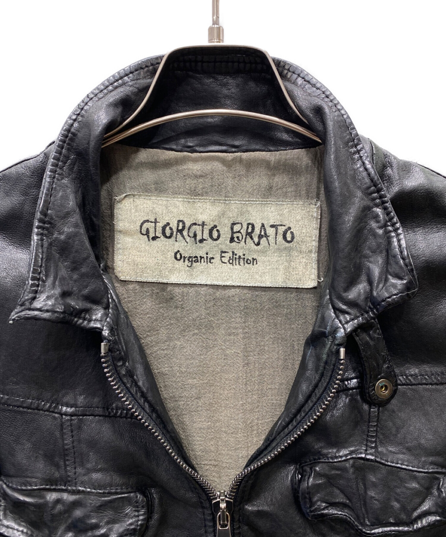 GIORGIO BRATO (ジョルジョブラッド) シングルライダースジャケット ブラック サイズ:46