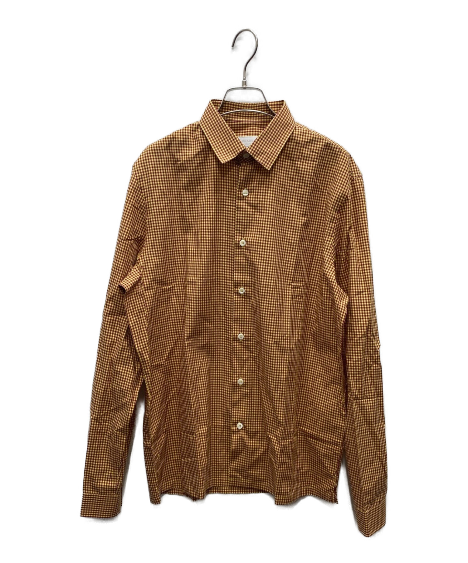 中古・古着通販】PRADA (プラダ) チェックシャツ イエロー サイズ:40 