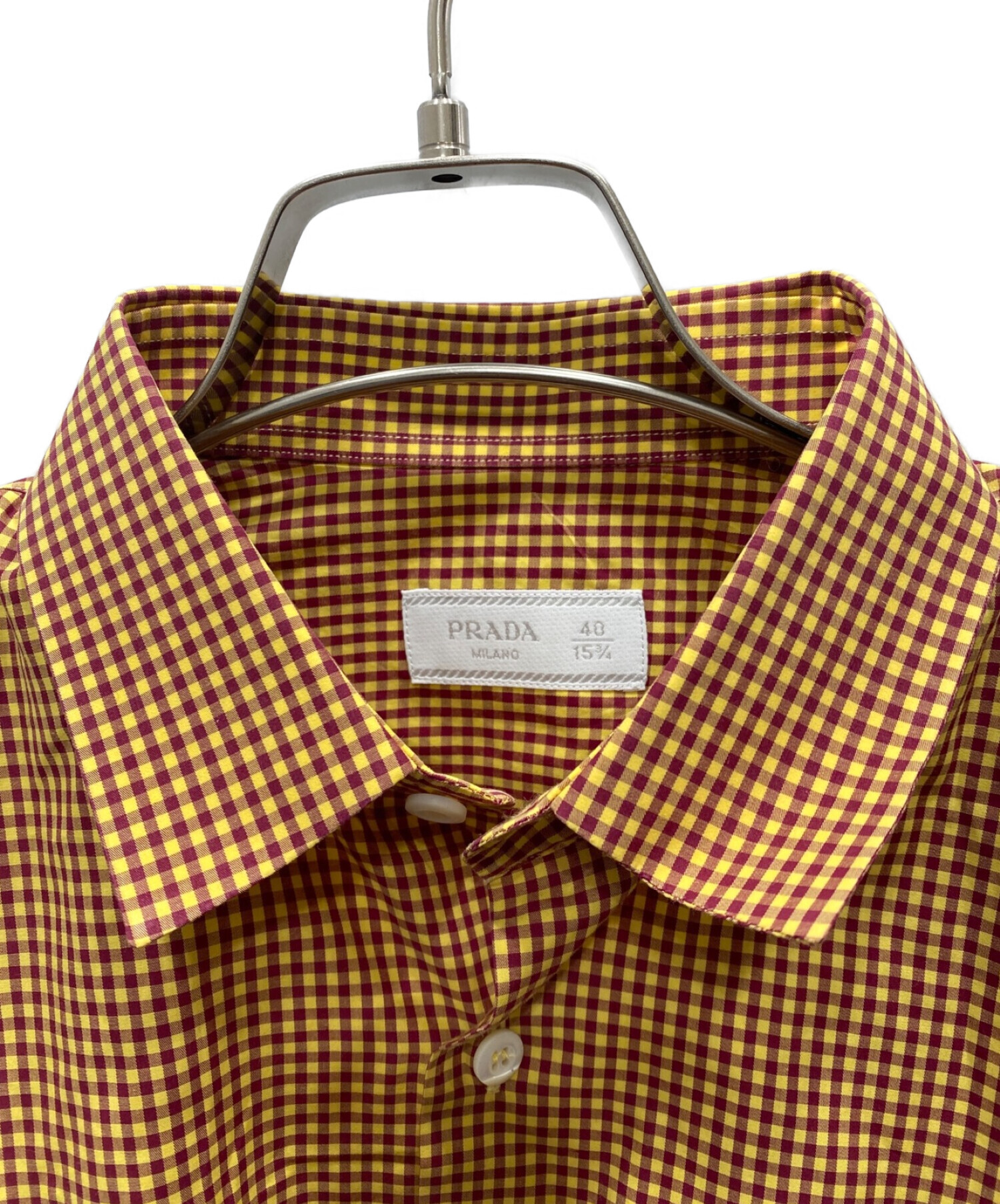 中古・古着通販】PRADA (プラダ) チェックシャツ イエロー サイズ:40  