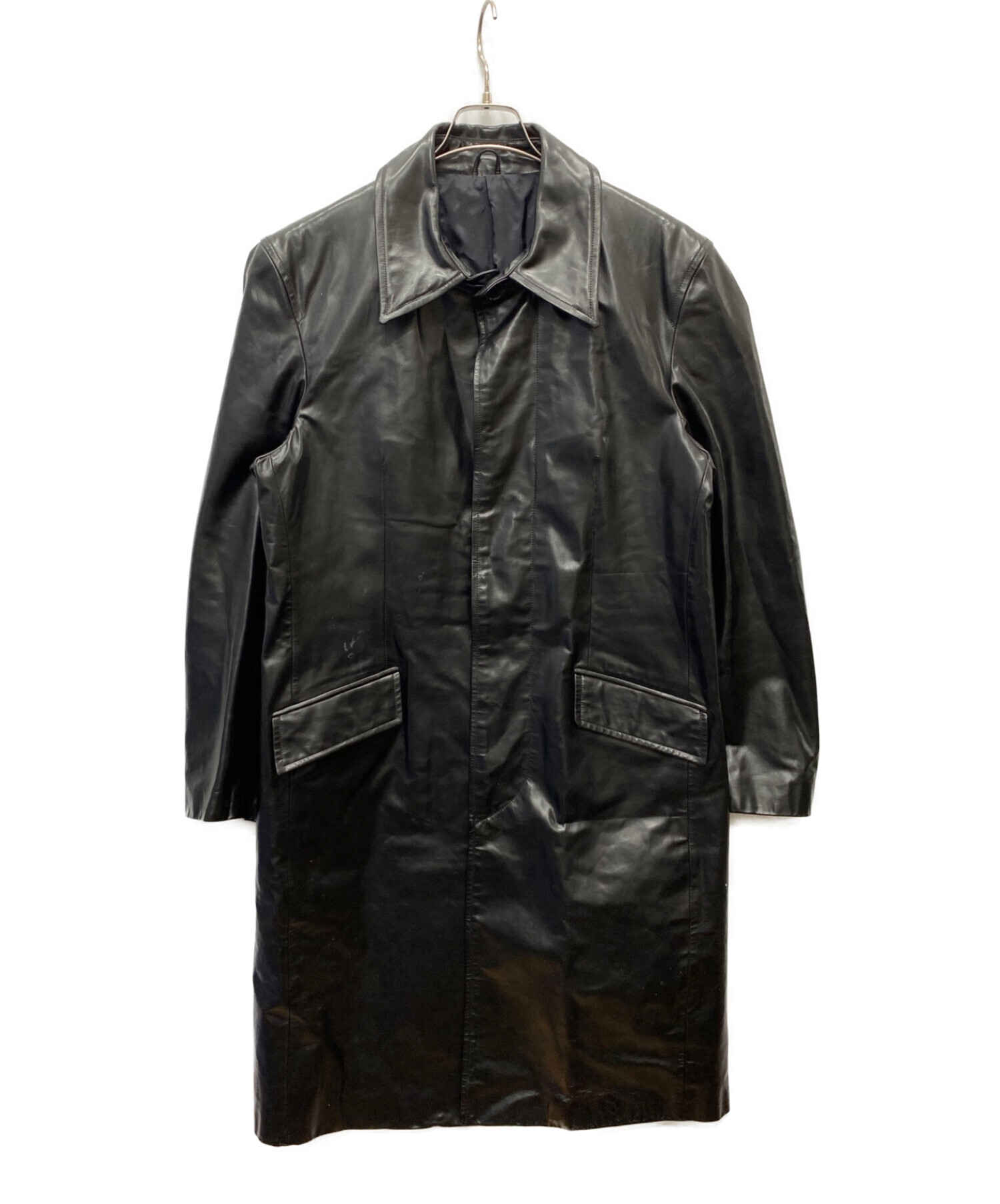 中古・古着通販】VISARUNO (ビサルノ) レザーロングコート ブラック 