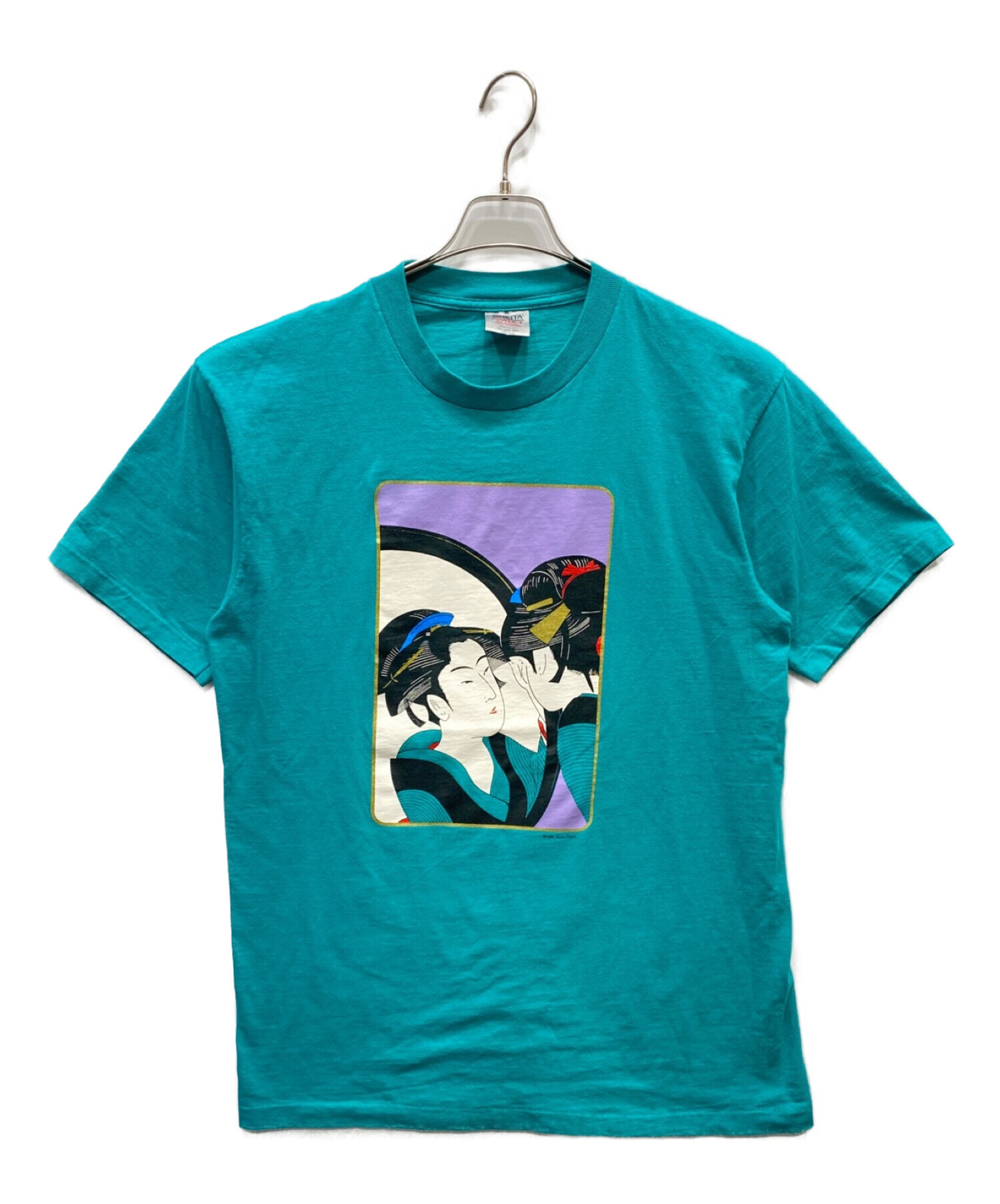 中古・古着通販】ONEITA (オニータ) ヴィンテージ浮世絵Tシャツ ブルー 