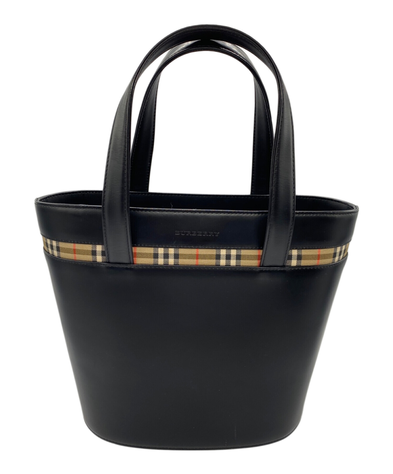 中古・古着通販】BURBERRY (バーバリー) レザーハンドバッグ ブラック 