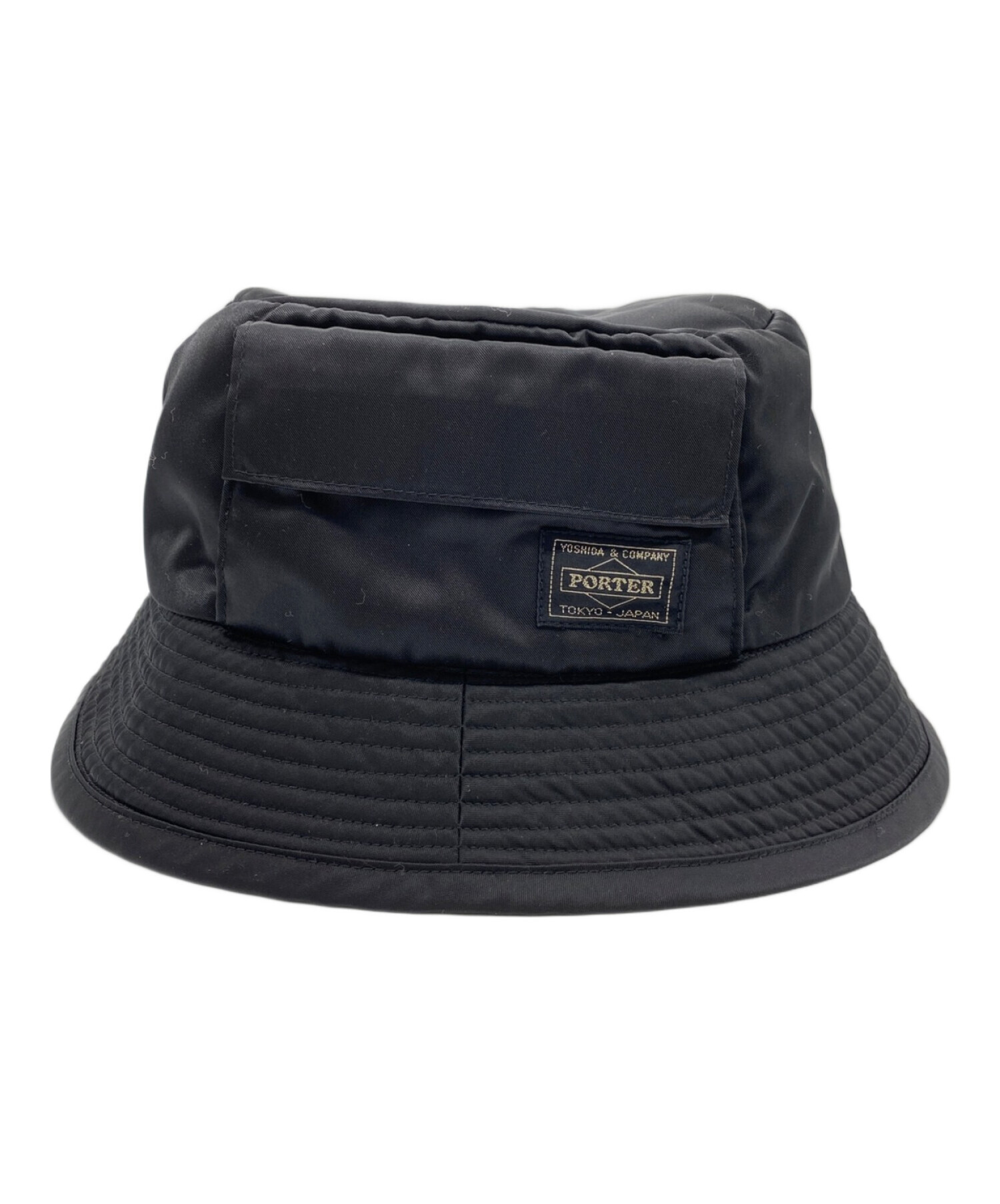 ポーター ビームス コラボ バケットハット ナイロン 黒 ロゴ Porter