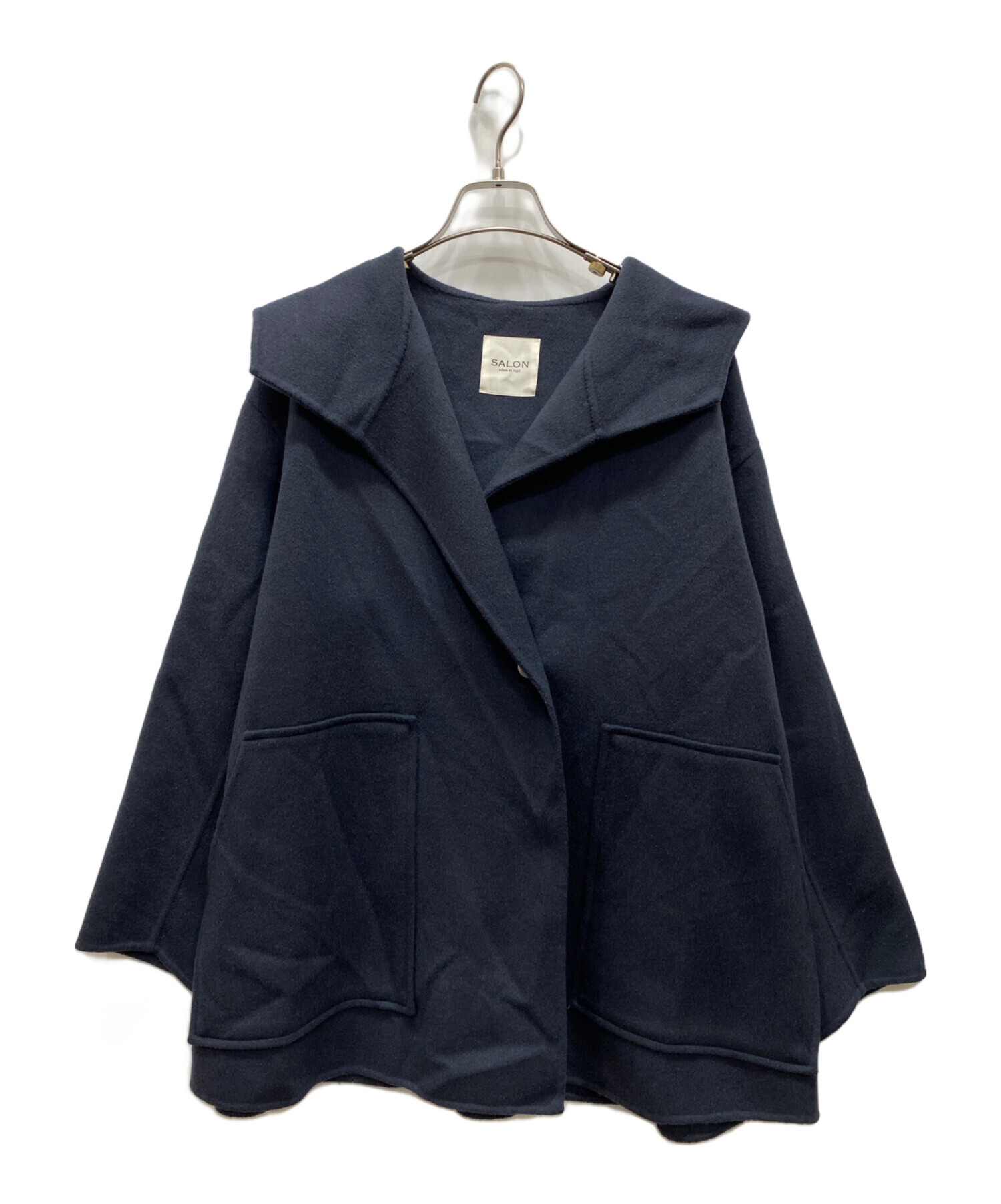 美品 アダムエロペ 定価4.1万 Super120's ウールリバーハーフコート