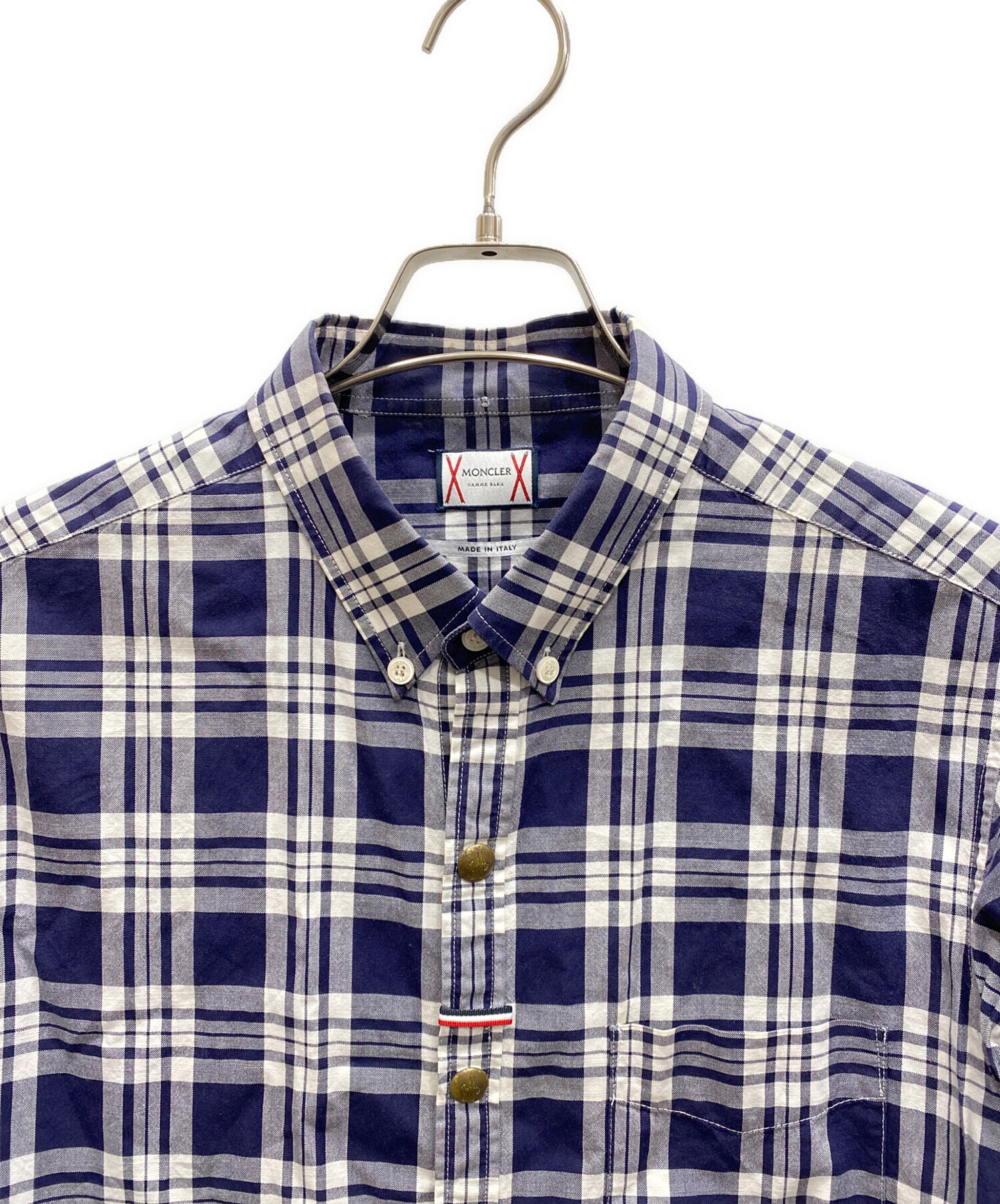 MONCLER GAMME BLEU モンクレールガムブルー チェックシャツ 紺