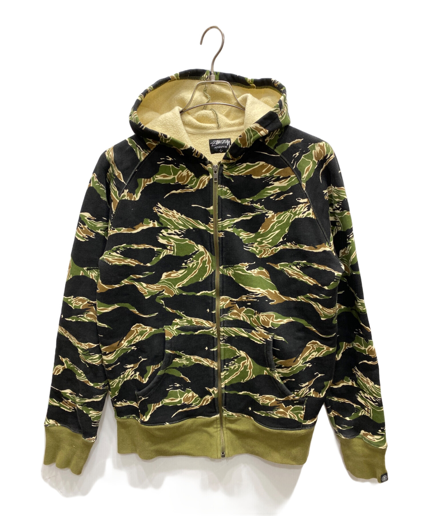 STUSSY】 ステューシー タイガーカモジップパーカー 迷彩 古着 ジップ 