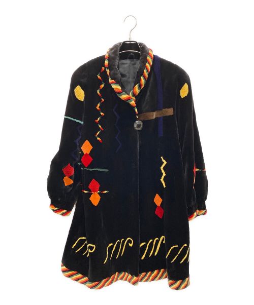 美品】サガミンクロングリアルファーコートブラック銀タグギラロッシュF