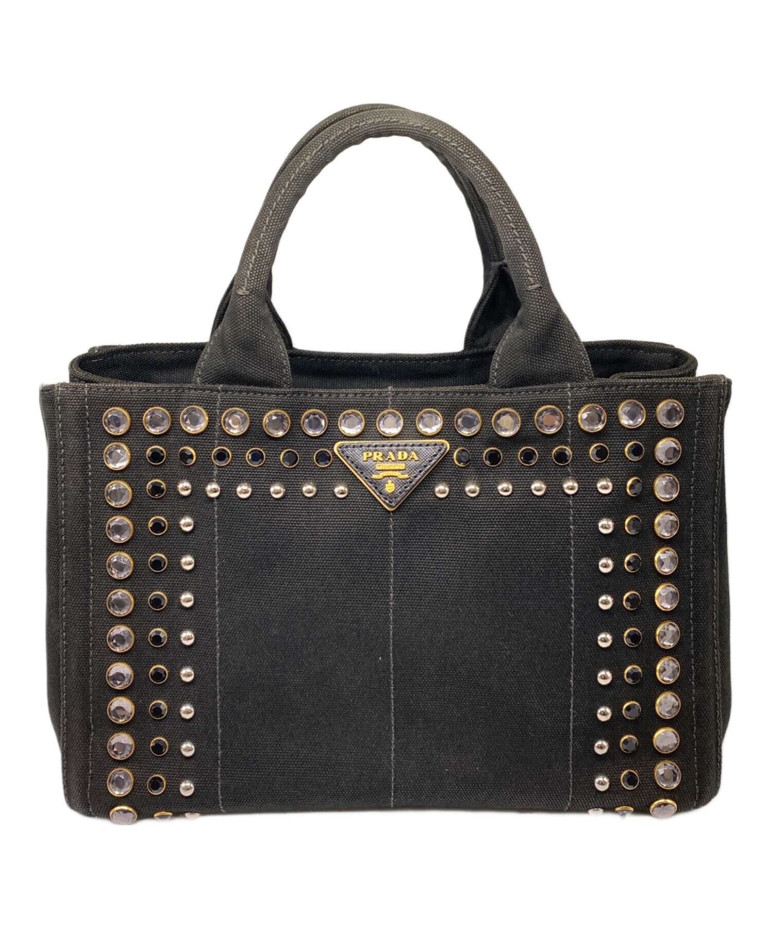 中古・古着通販】PRADA (プラダ) カナパスタッズトートバック ブラック  