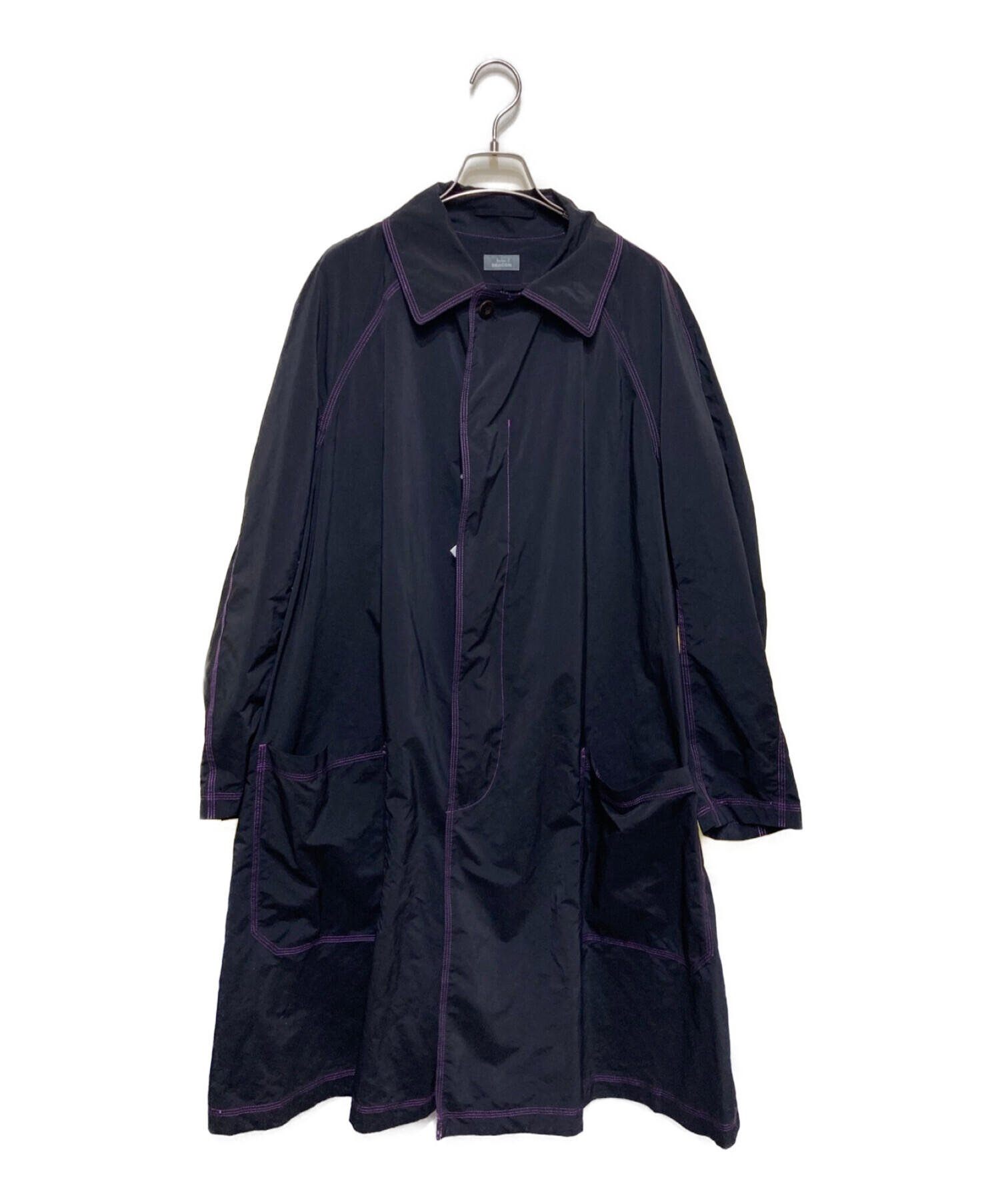 kolor/BEACON (カラービーコン) パープルステッチステンカラーコート ブラック サイズ:1