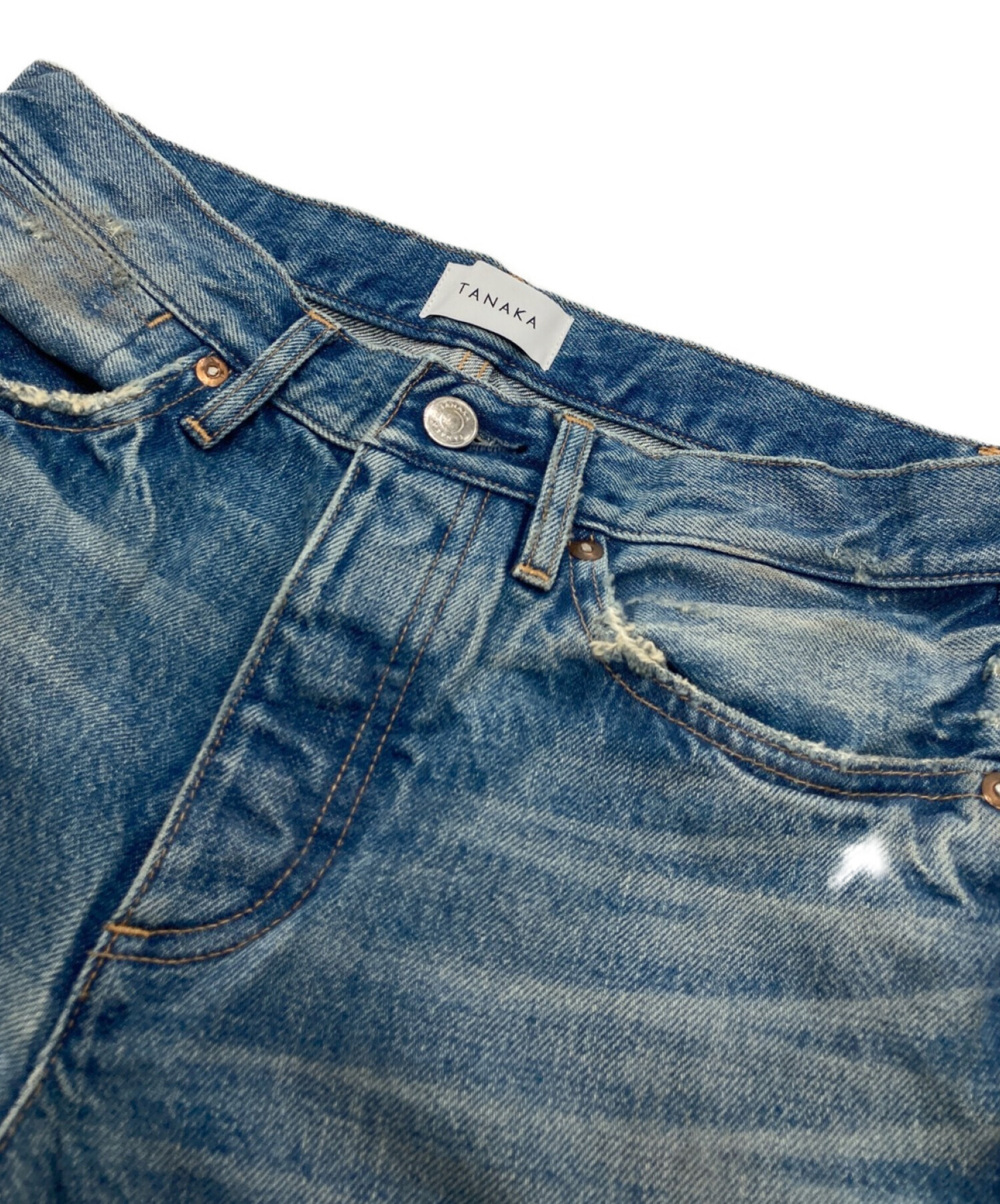 中古・古着通販】TANAKA (タナカ) ダメージ加工デニムパンツ 