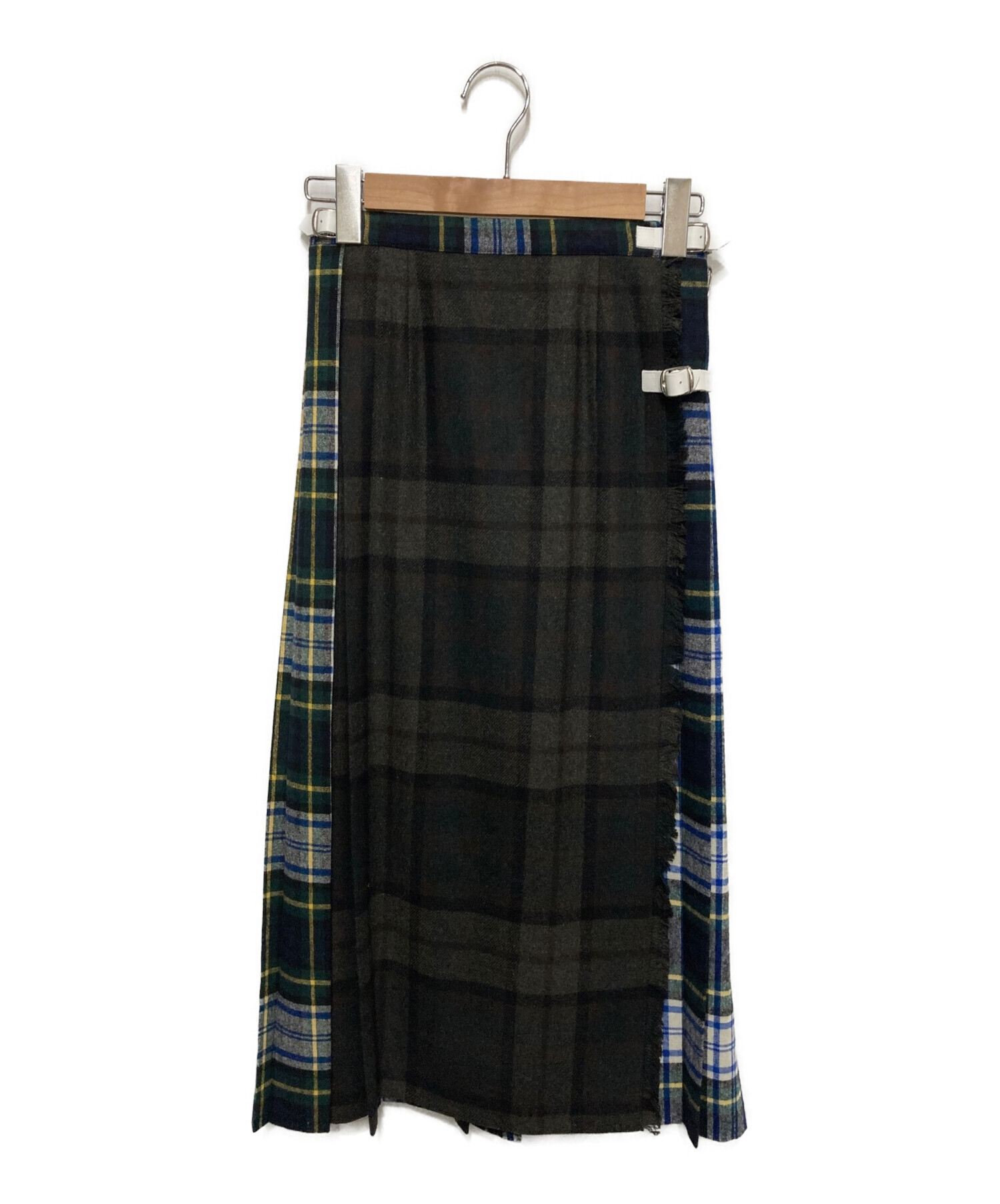 O'NEIL OF DUBLIN (オニールオブダブリン) キルトラップスカート グリーン×ネイビー サイズ:6 未使用品