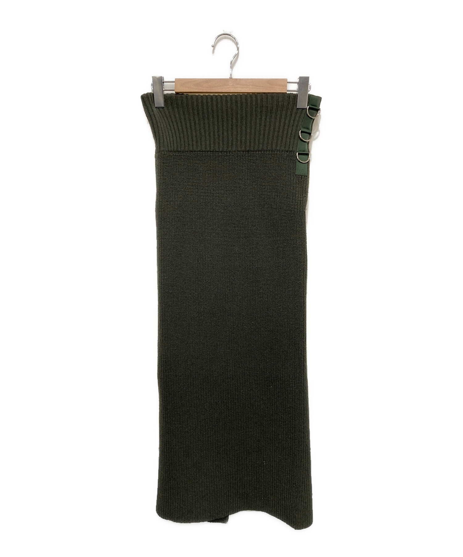 中古・古着通販】sacai (サカイ) ロングニットスカート カーキ 
