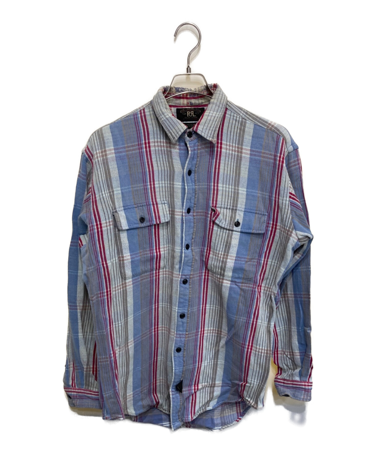 中古・古着通販】RRL (ダブルアールエル) ネルシャツ ブルー×ホワイト 