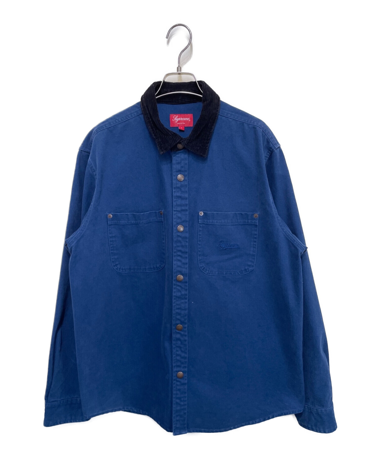 Supreme Script Canvas Snap Shirt Blue XL