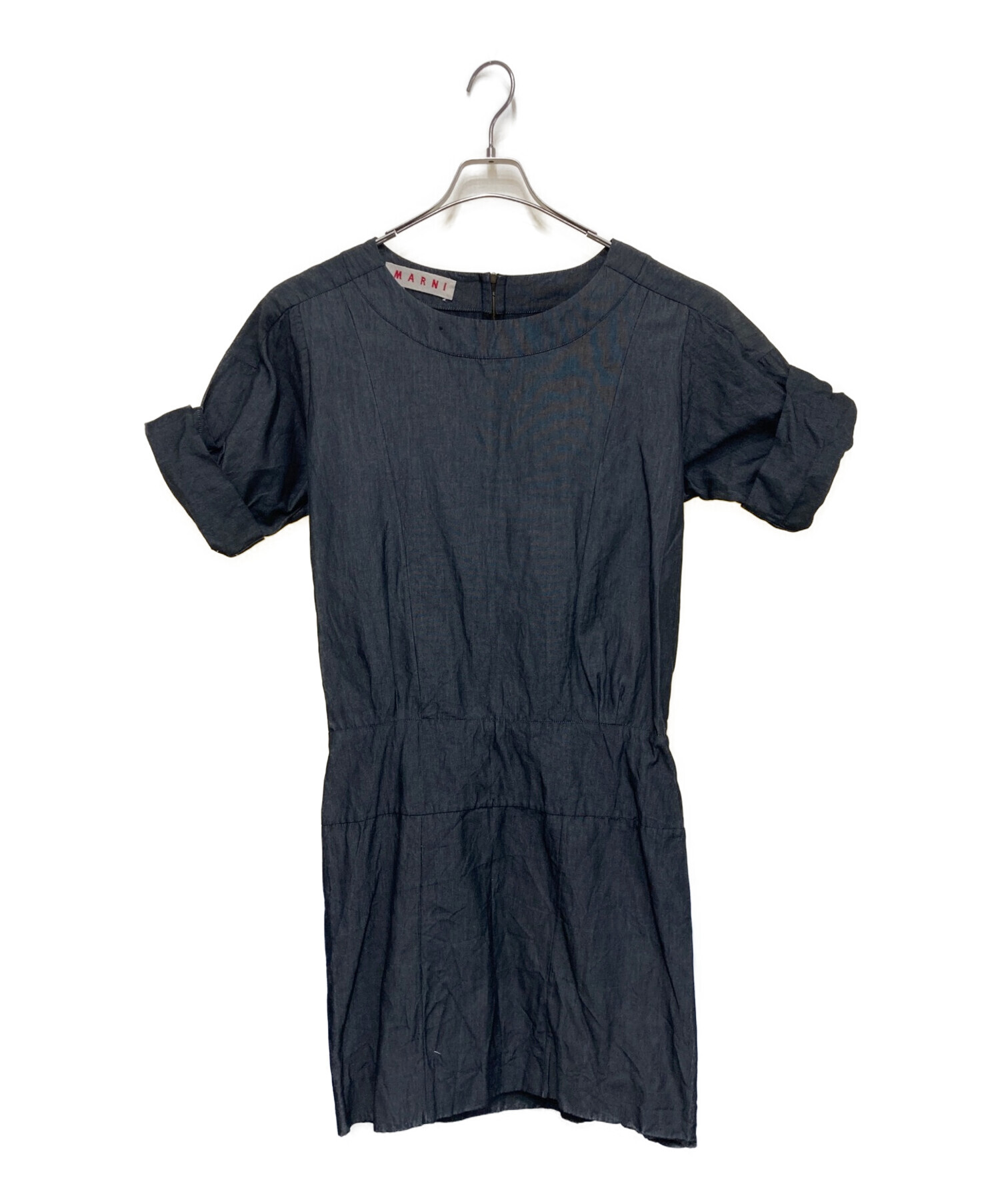 中古・古着通販】MARNI (マルニ) ペーパーコットンワンピース ネイビー 