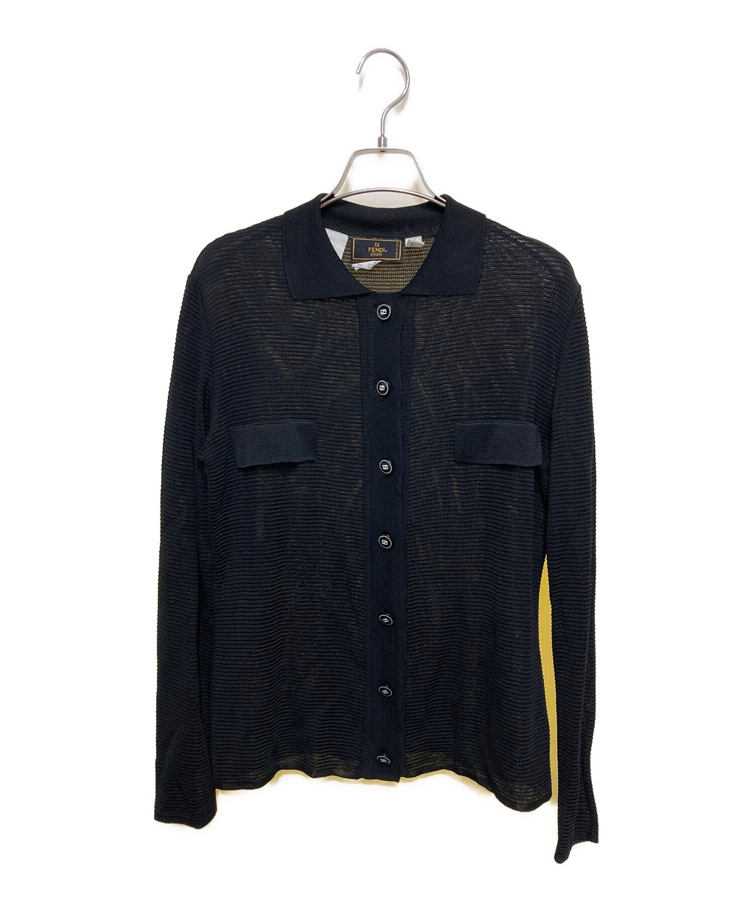 中古・古着通販】FENDI (フェンディ) ニットシャツ ブラック サイズ:L 