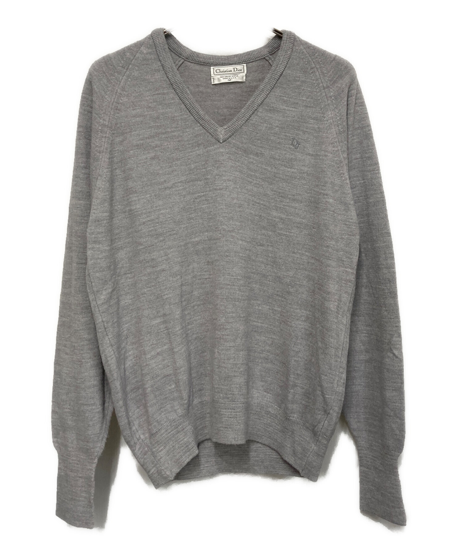 Christian Dior/クリスチャンディオール】ロゴ刺繍Vネックニット