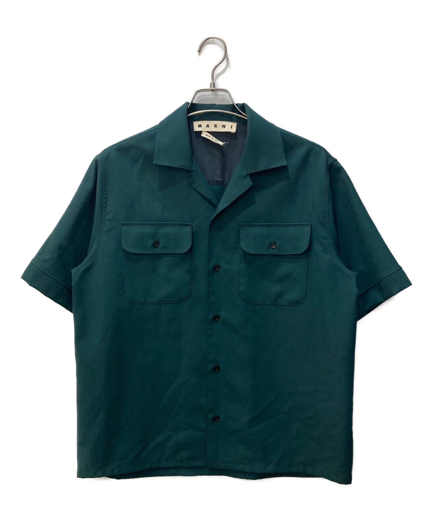 MARNI (マルニ) トロピカルウール開襟シャツ グリーン サイズ:46