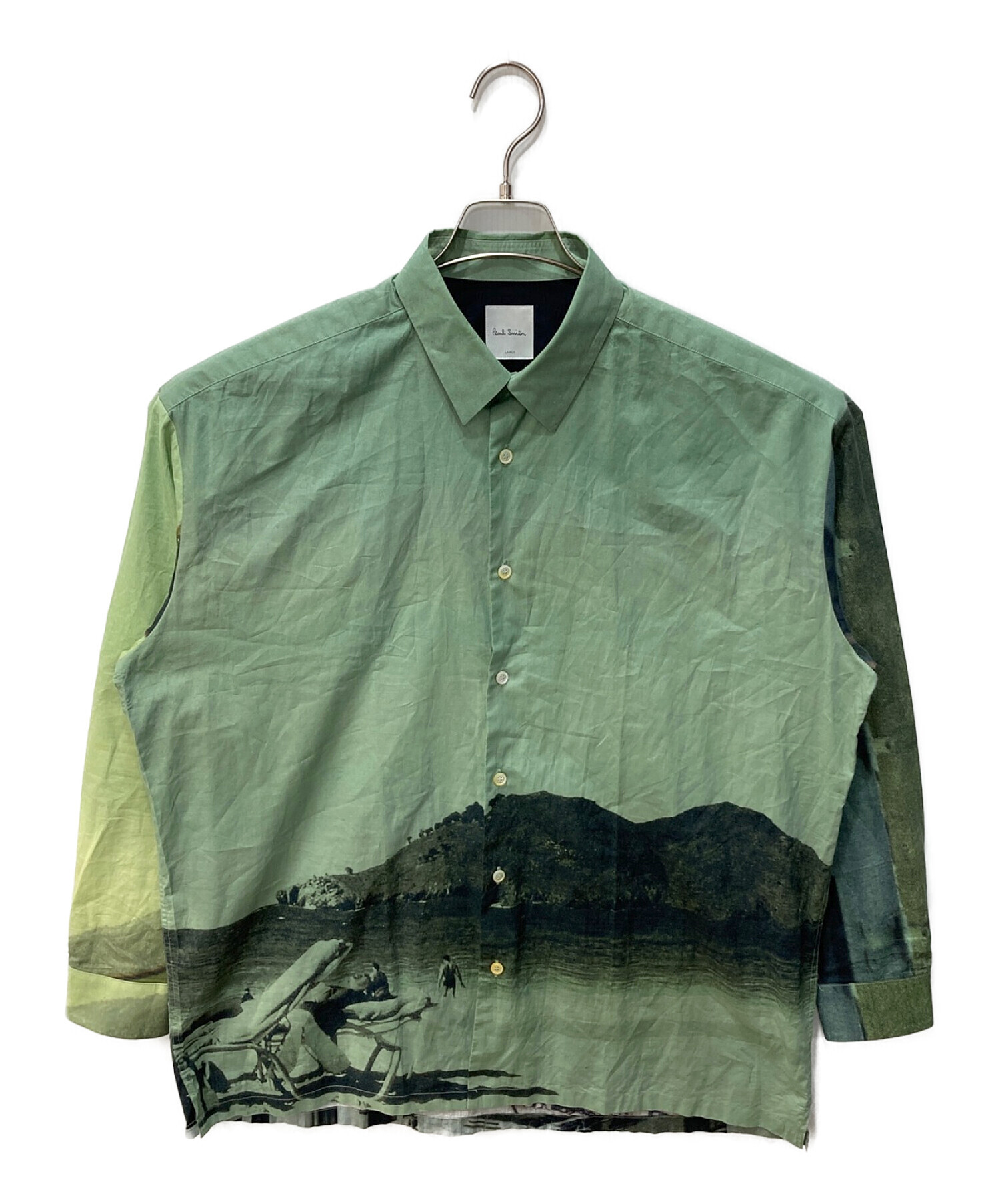Paul Smith (ポールスミス) フォトグラフィック転写 プリントシャツ グリーン サイズ:L