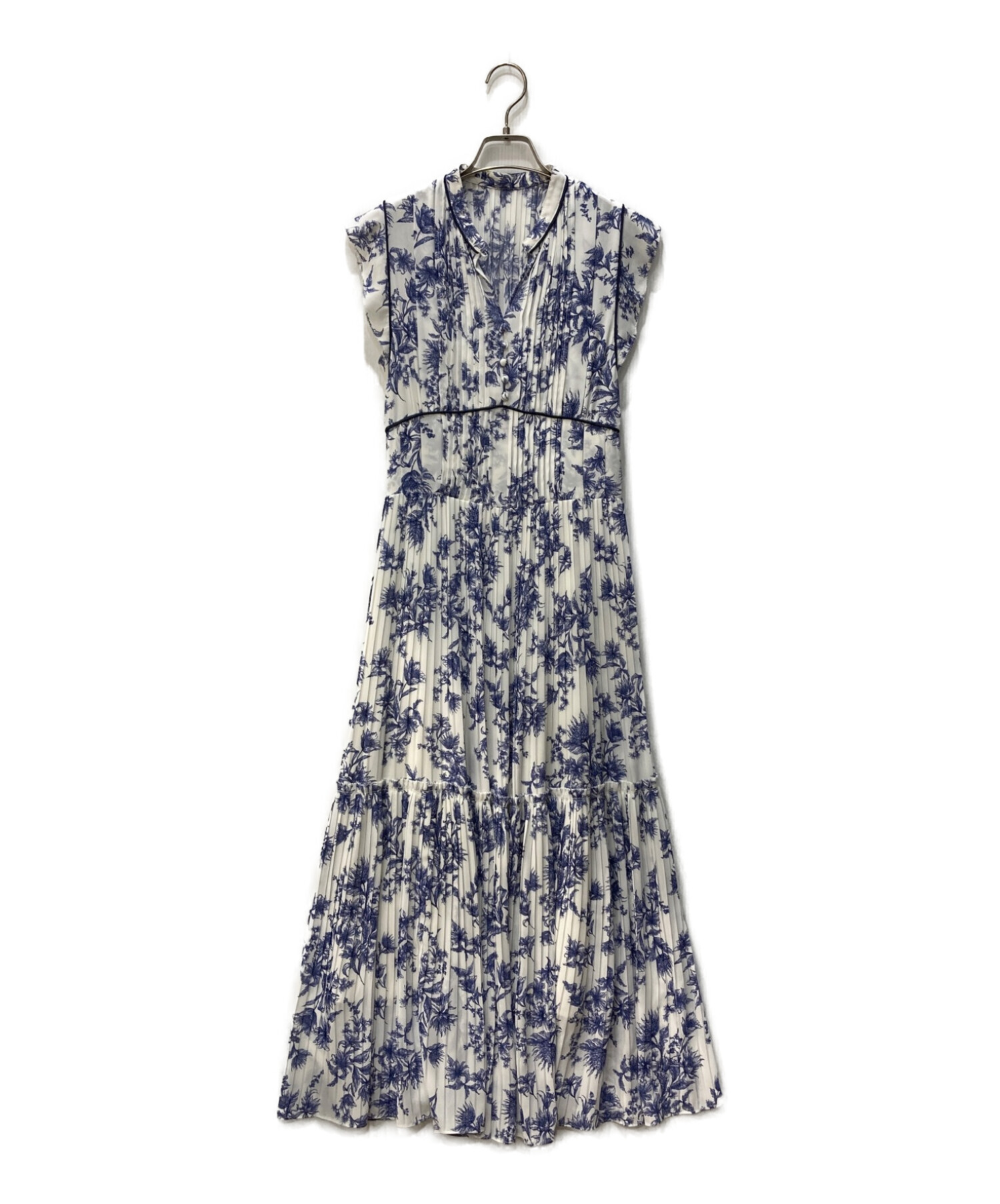 SNIDEL Sustainableプリントプリーツワンピース　ブルー SNIDEL Sustainableプリントプリーツワンピース スナイデル プリーツ