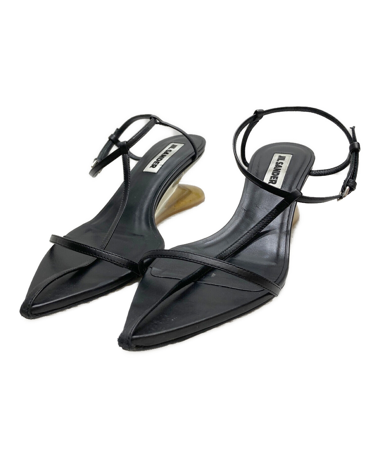 美品＊ジルサンダー ミュール クロスサンダル ブラック【38】 JIL