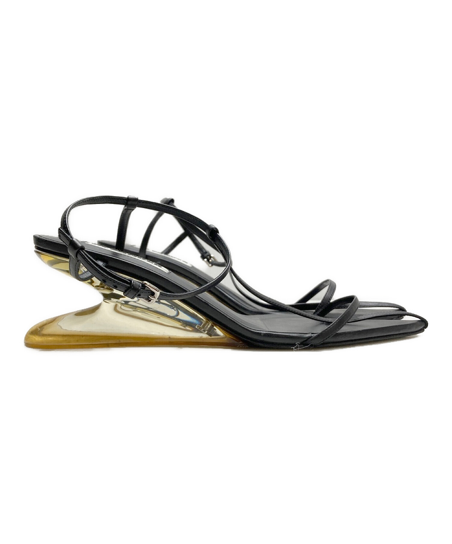 JIL SANDER ジルサンダー クリアウェッジサンダル ストラップ 黒 38