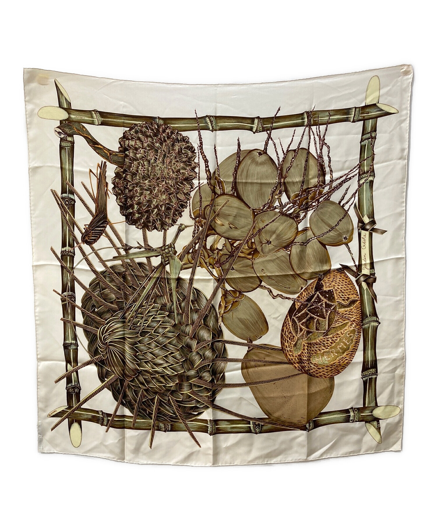 ☆HERMES☆ スカーフ カレ90 クレオルの楽園 シルク ホワイト HERMES