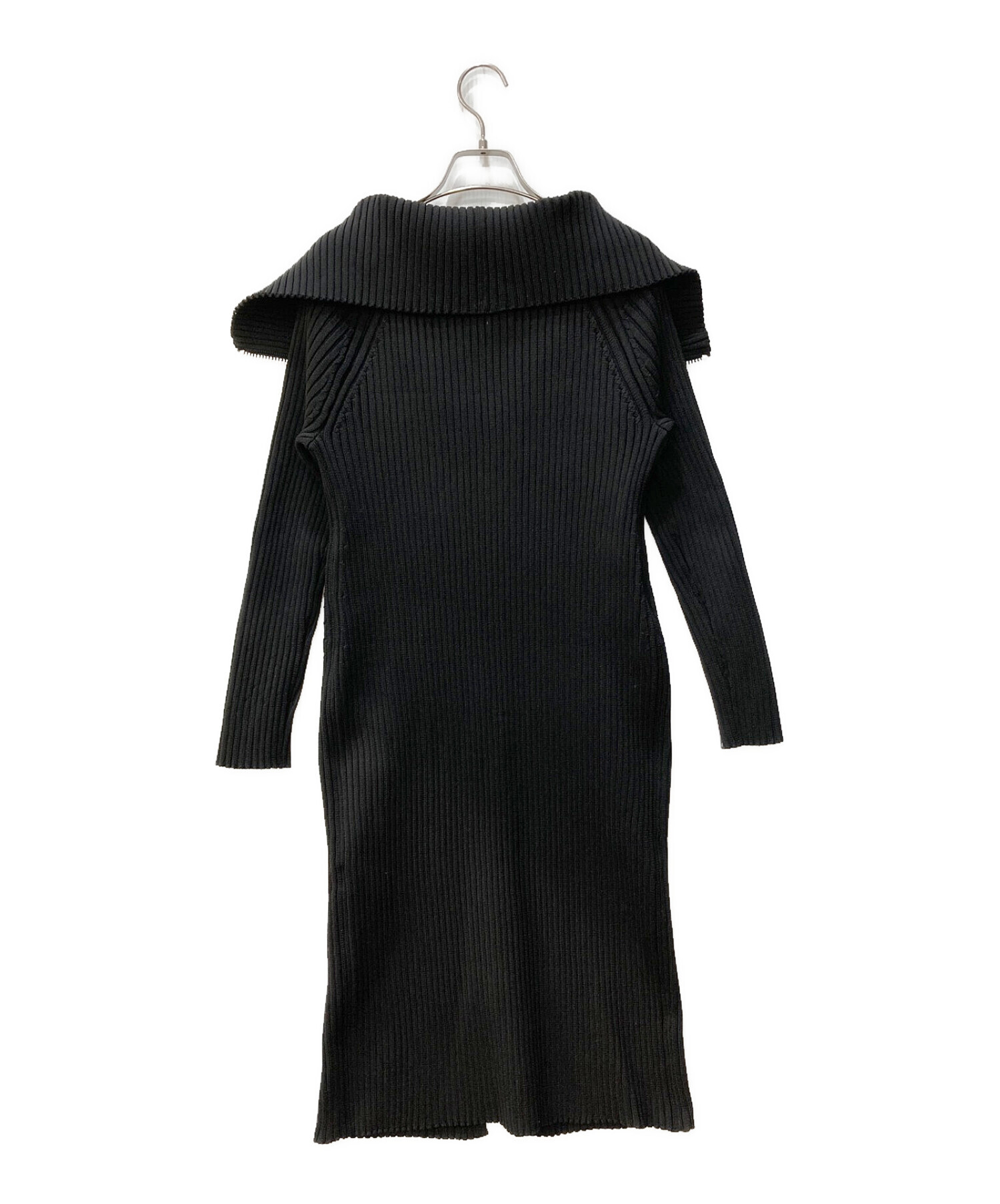 中古・古着通販】Noble (ノーブル) リブロングzipニット ブラック  