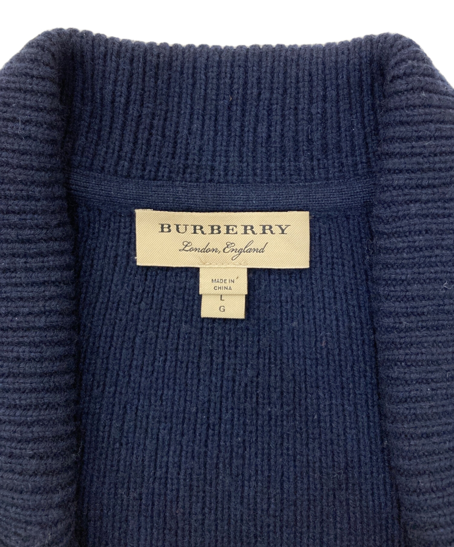 BURBERRY London ニット ダブルニット やすく カーディガン 紺 金ボタン 