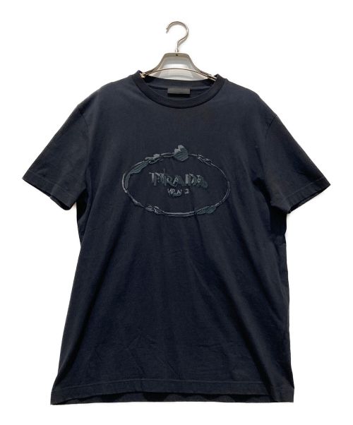 【中古・古着通販】PRADA (プラダ) ロゴ刺繍Tシャツ ブラック