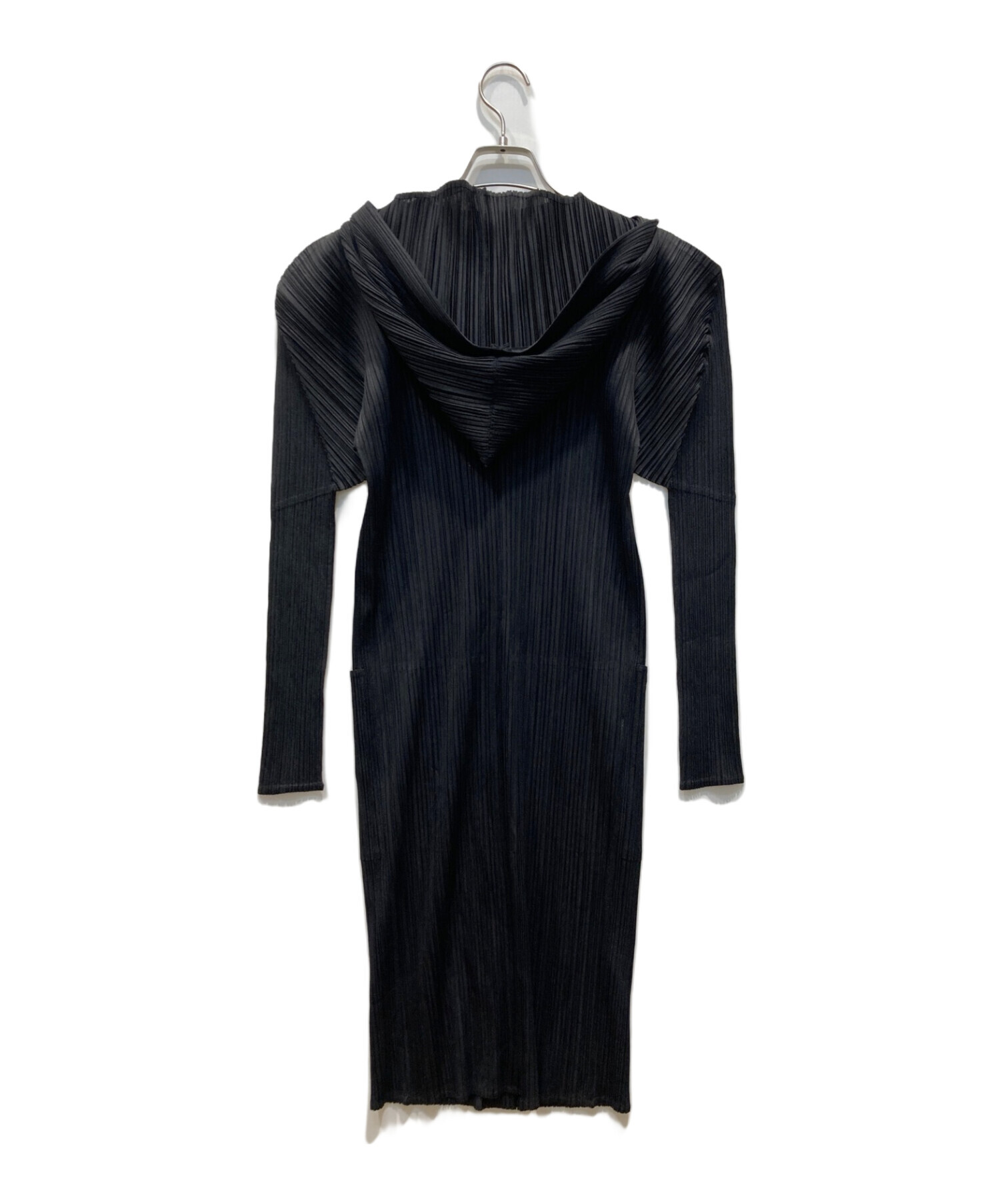 美品 PLEATS PLEASE プリーツ ロングカーディガン 2 ブラック PLEATS PLEASE プリーツプリーズ 日本製 長袖 プリーツ ロング