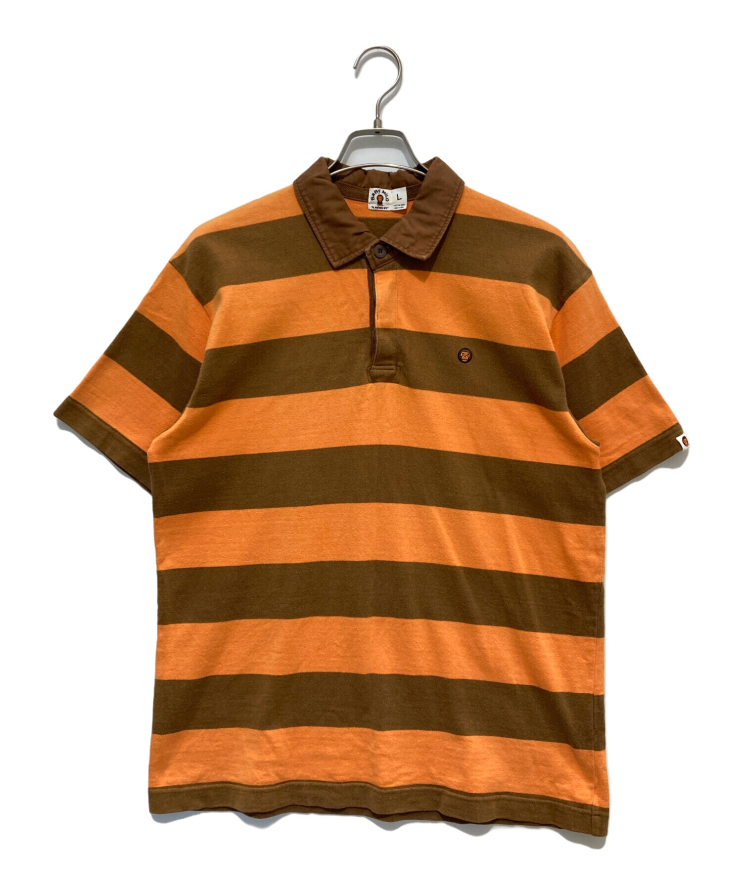 A BATHING APE ポロシャツ ボーダー　ブラウン AAPE BY A BATHING APE（エーエイプバイアベイシングエイプ