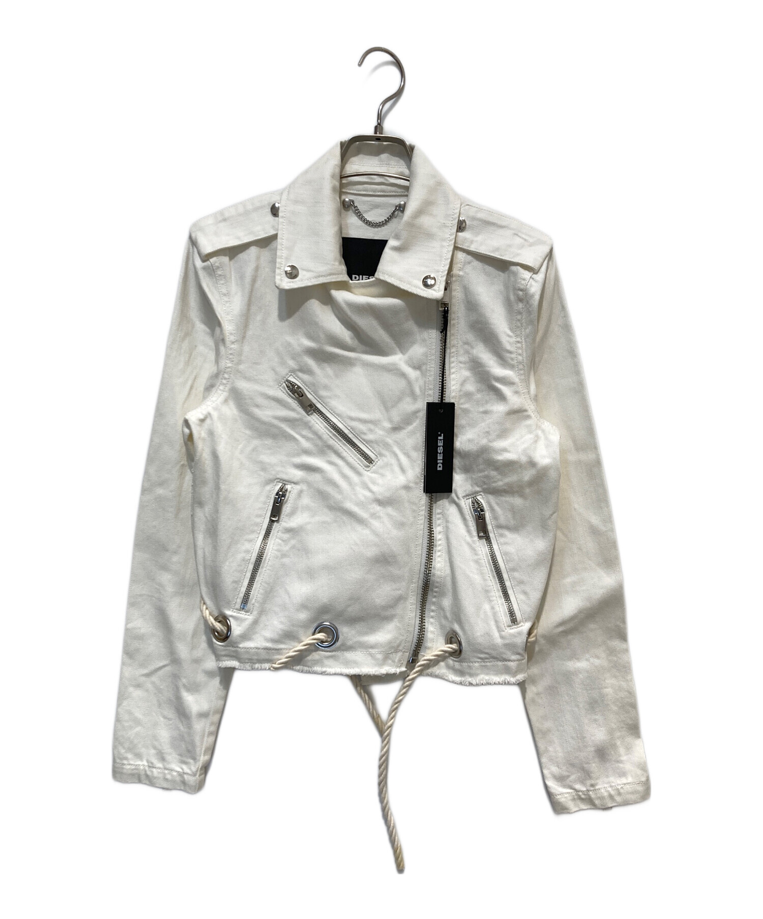 DIESEL 短丈 コットンジャケット ライダースジャケット 白ホワイト